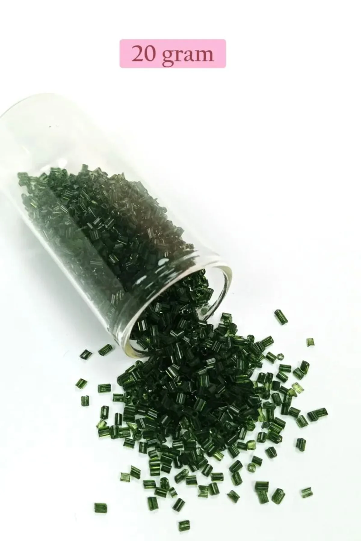 Kesme Cam Boncuk 2mm - 20 Gram - Şeffaf Koyu Yeşil -BNC319 - Just Cheap Store Görsel 3