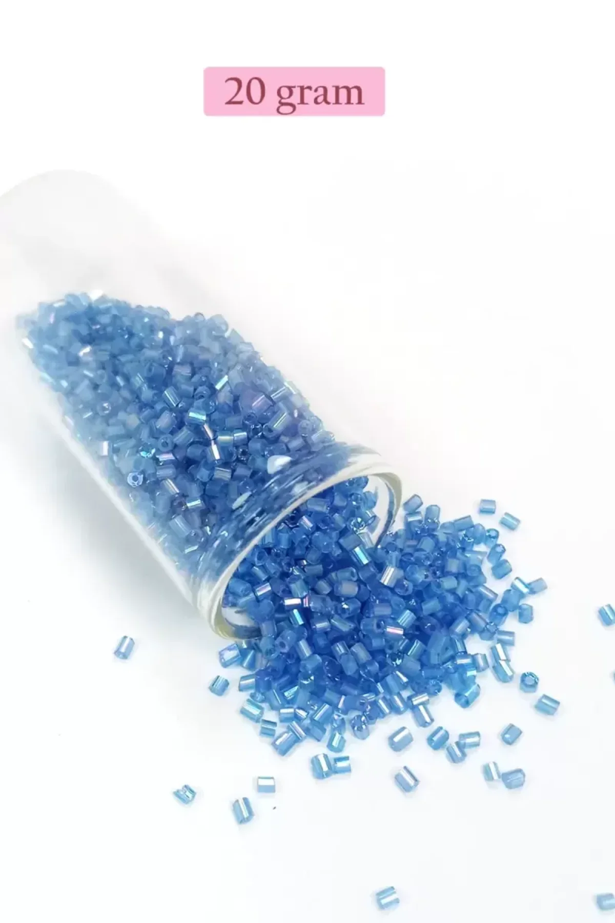 Kesme Cam Boncuk 2mm - 20 Gram - Şeffaf Mavi -BNC326
