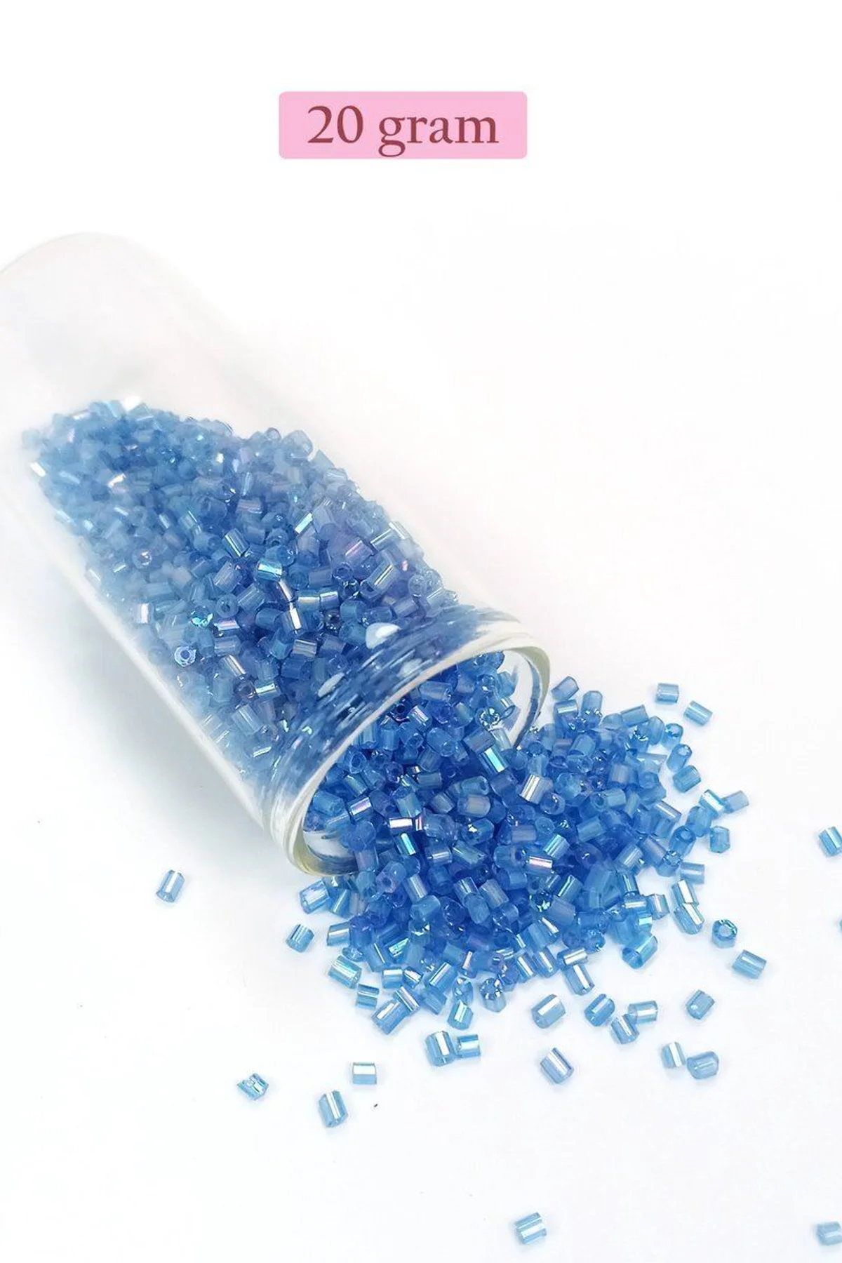 Kesme Cam Boncuk 2mm - 20 Gram - Şeffaf Mavi -BNC326 - Just Cheap Store Görsel 5