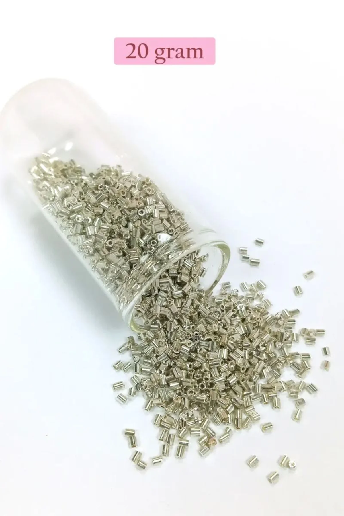 Kesme Cam Boncuk 2mm - 20 Gram - Parlak Gümüş -BNC328 - Just Cheap Store Görsel 3