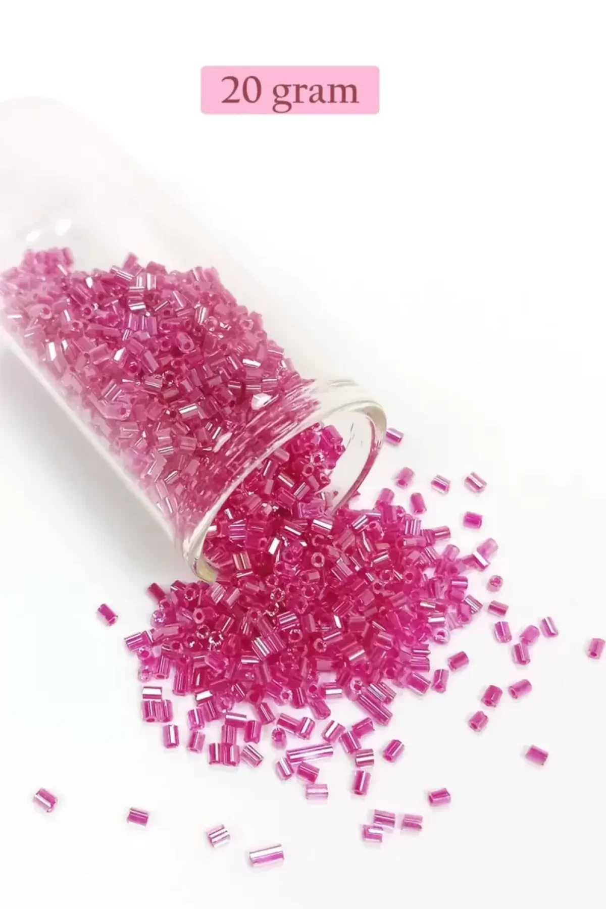 Kesme Cam Boncuk 2mm - 20 Gram - Şeffaf Pembe -BNC334