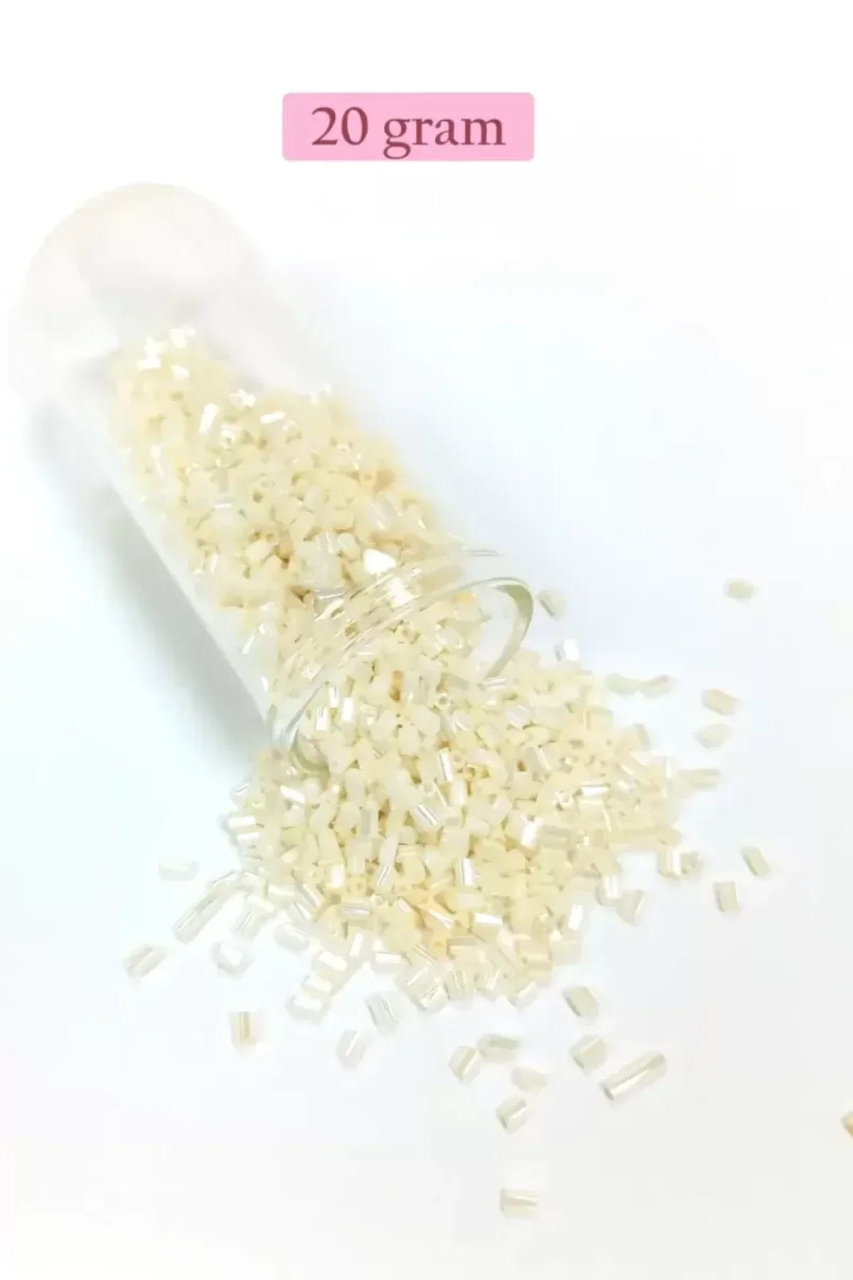 Kesme Cam Boncuk 2mm - 20 Gram - Krem -BNC336