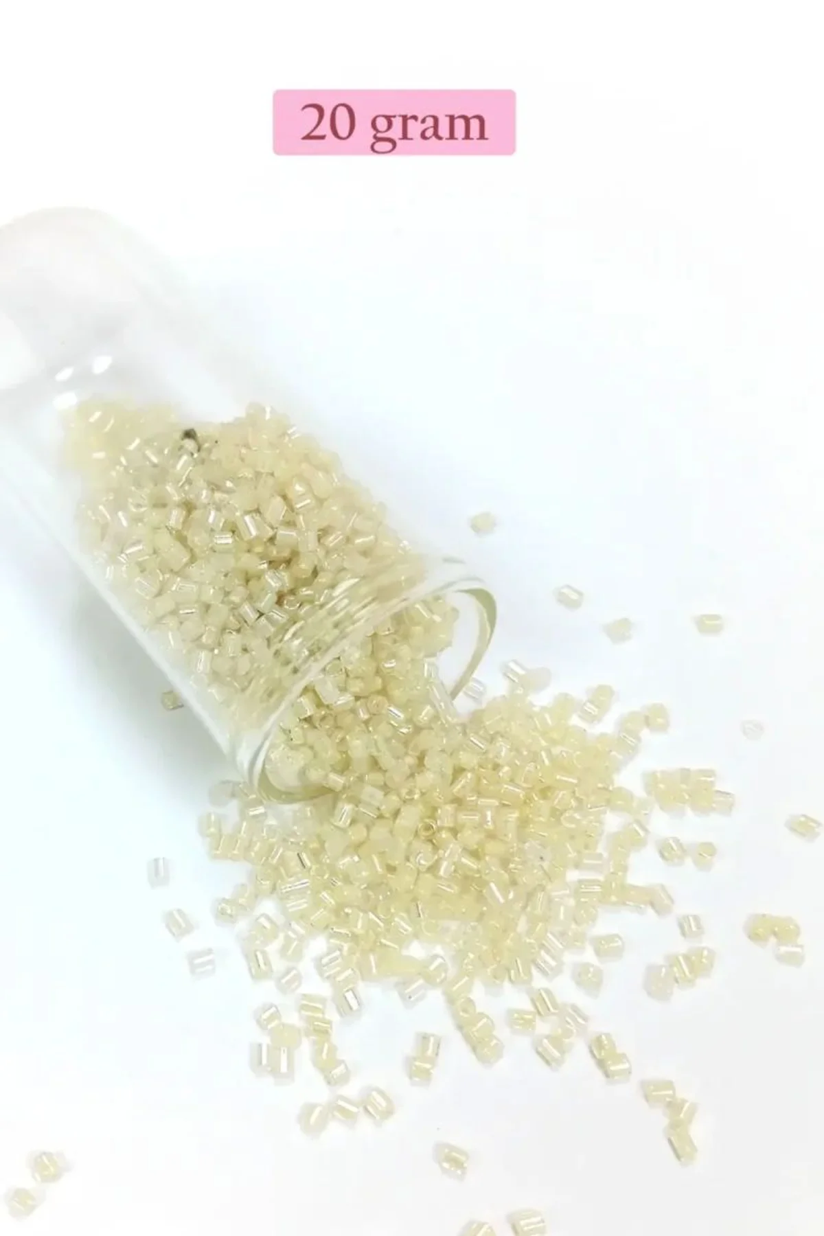 Kesme Cam Boncuk 2mm - 20 Gram - Şeffaf Krem -BNC339 - Just Cheap Store Görsel 3