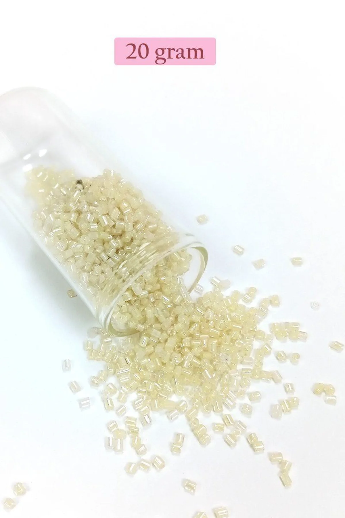 Kesme Cam Boncuk 2mm - 20 Gram - Şeffaf Krem -BNC339 - Just Cheap Store Görsel 5