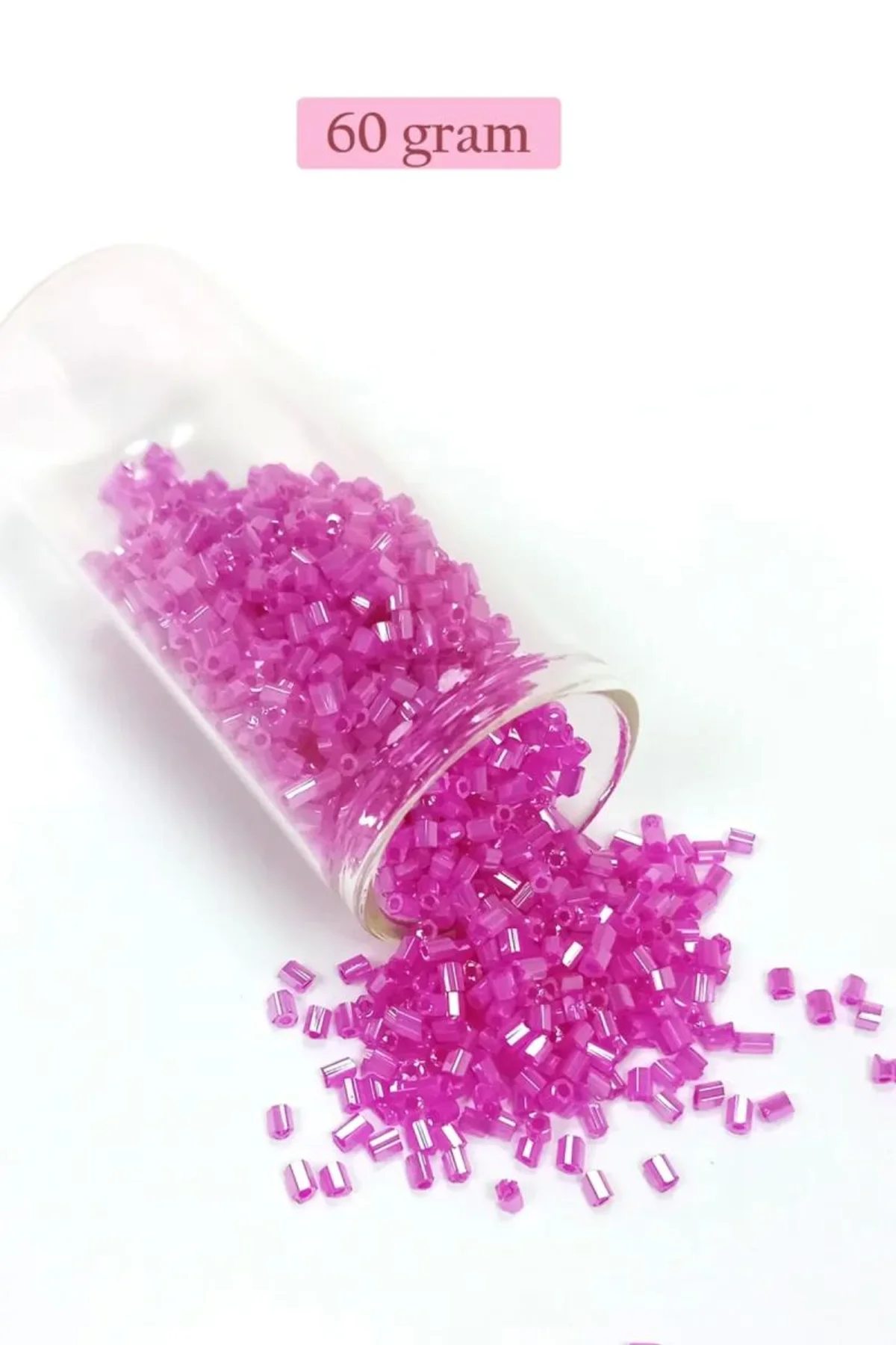 Kesme Cam Boncuk 2mm - 60 Gram - Şeffaf Fuşya - BNC363 - Just Cheap Store Görsel 3