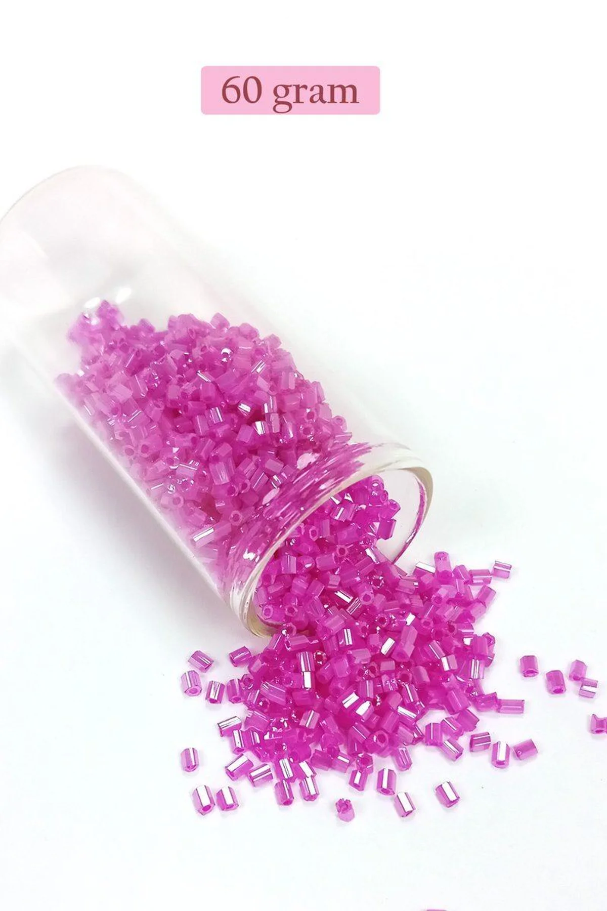 Kesme Cam Boncuk 2mm - 60 Gram - Şeffaf Fuşya - BNC363 - Just Cheap Store Görsel 5