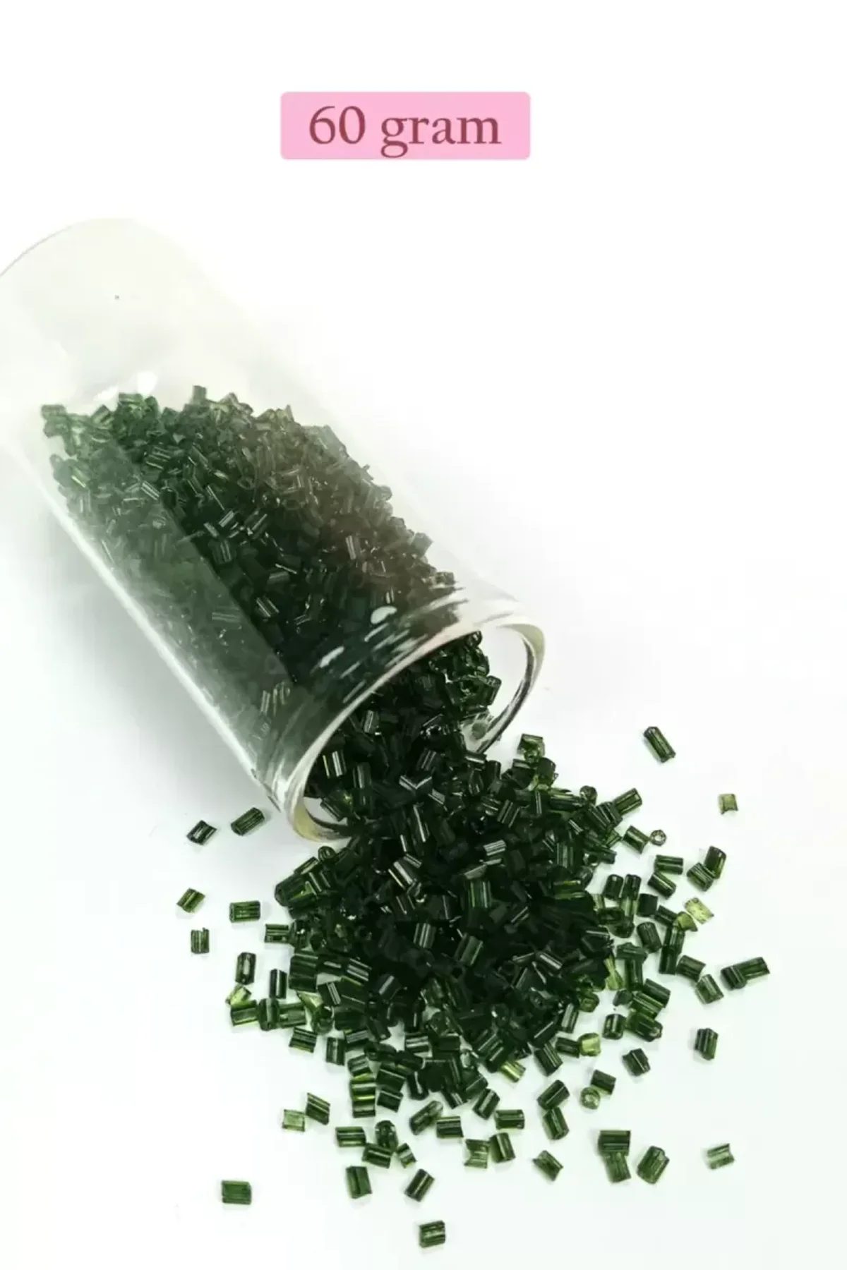 Kesme Cam Boncuk 2mm - 60 Gram - Şeffaf Koyu Yeşil - BNC367