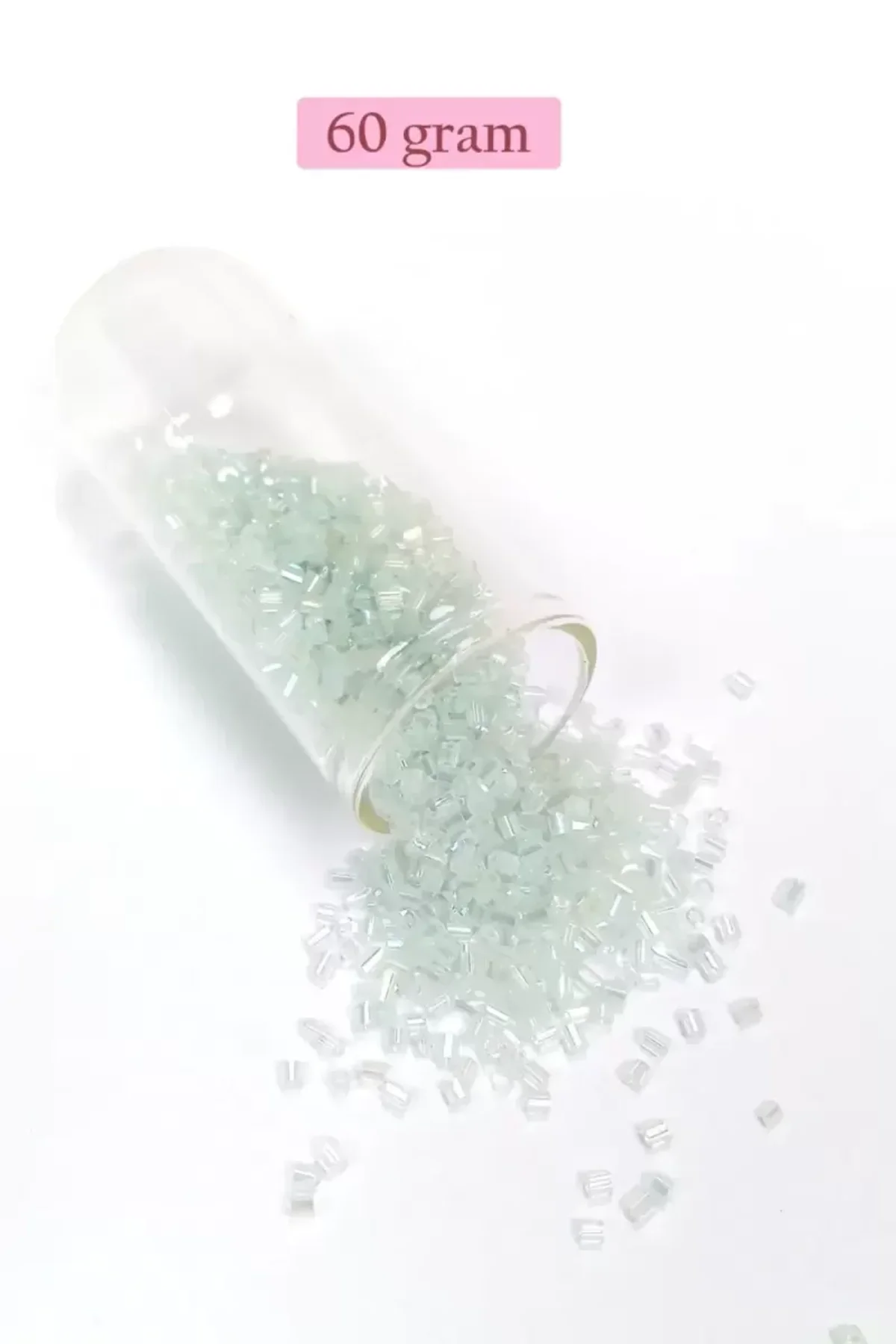 Kesme Cam Boncuk 2mm - 60 Gram - Şeffaf Beyaz - BNC368