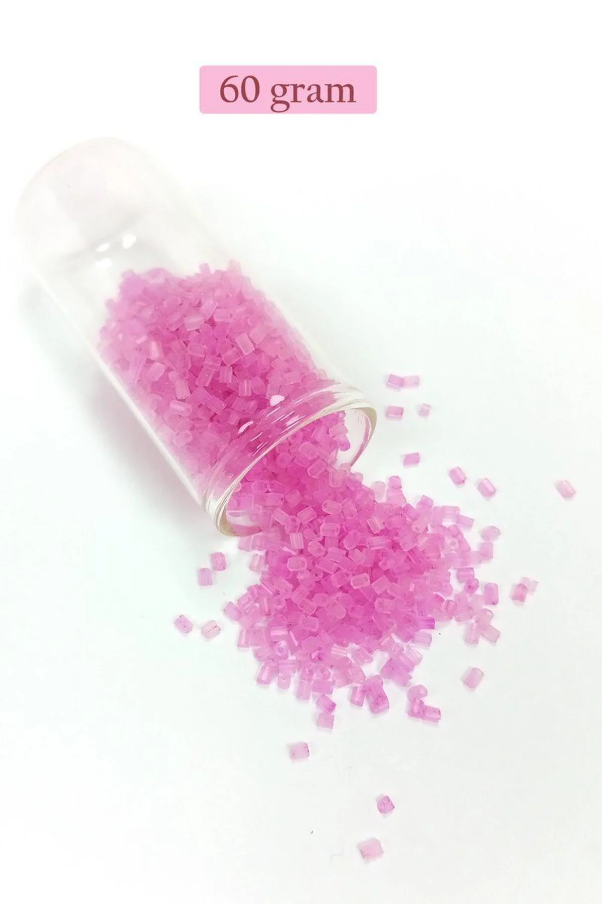 Kesme Cam Boncuk 2mm - 60 Gram - Şeffaf Mat Pembe - BNC377 - Just Cheap Store Görsel 5