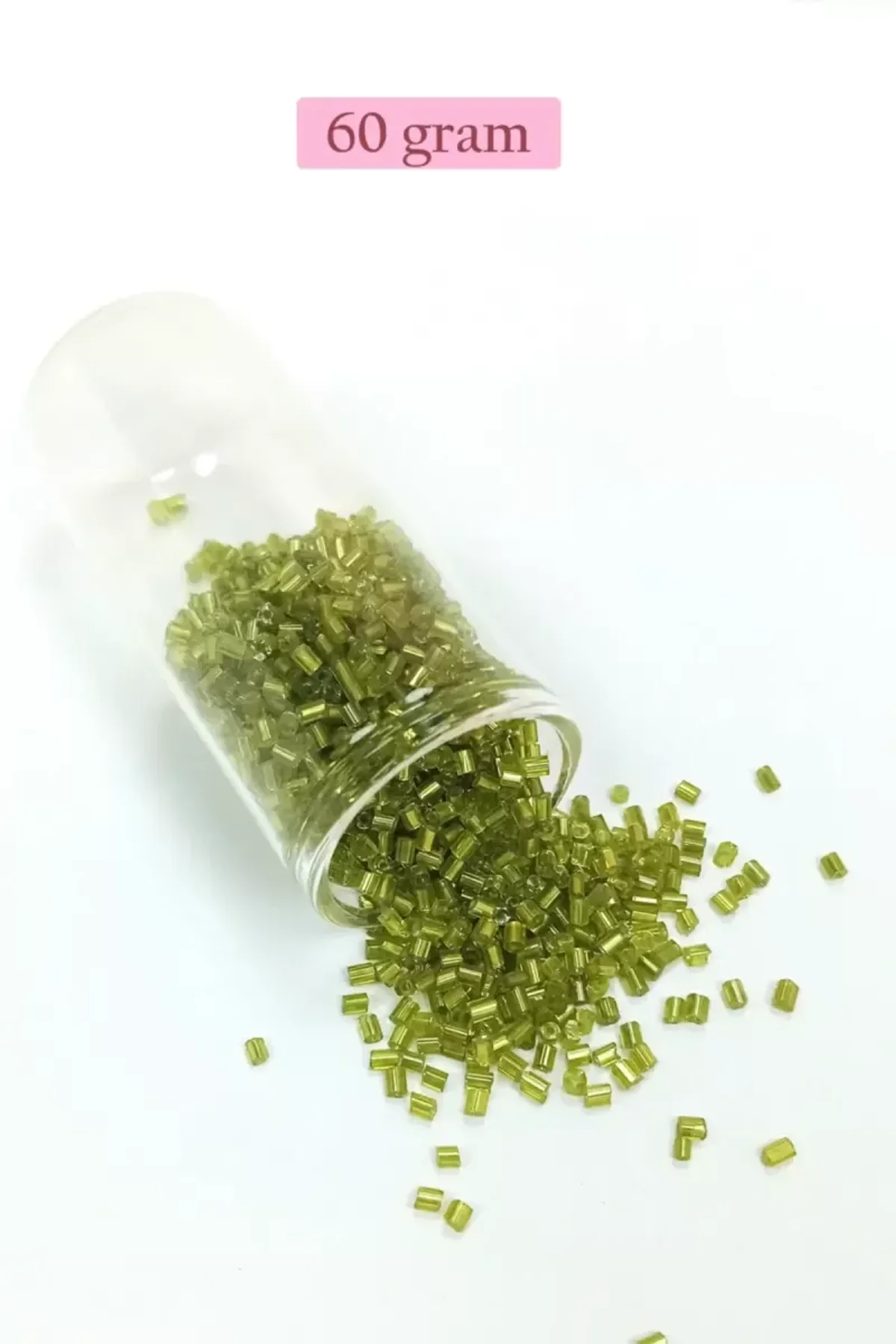 Kesme Cam Boncuk 2mm - 60 Gram - Şeffaf Çimen Yeşili - BNC393