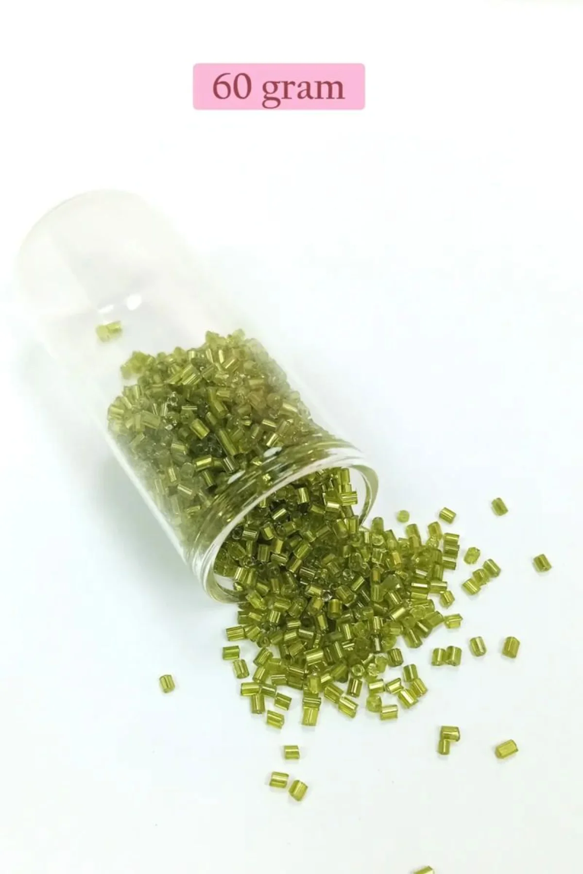 Kesme Cam Boncuk 2mm - 60 Gram - Şeffaf Çimen Yeşili - BNC393 - Just Cheap Store Görsel 3