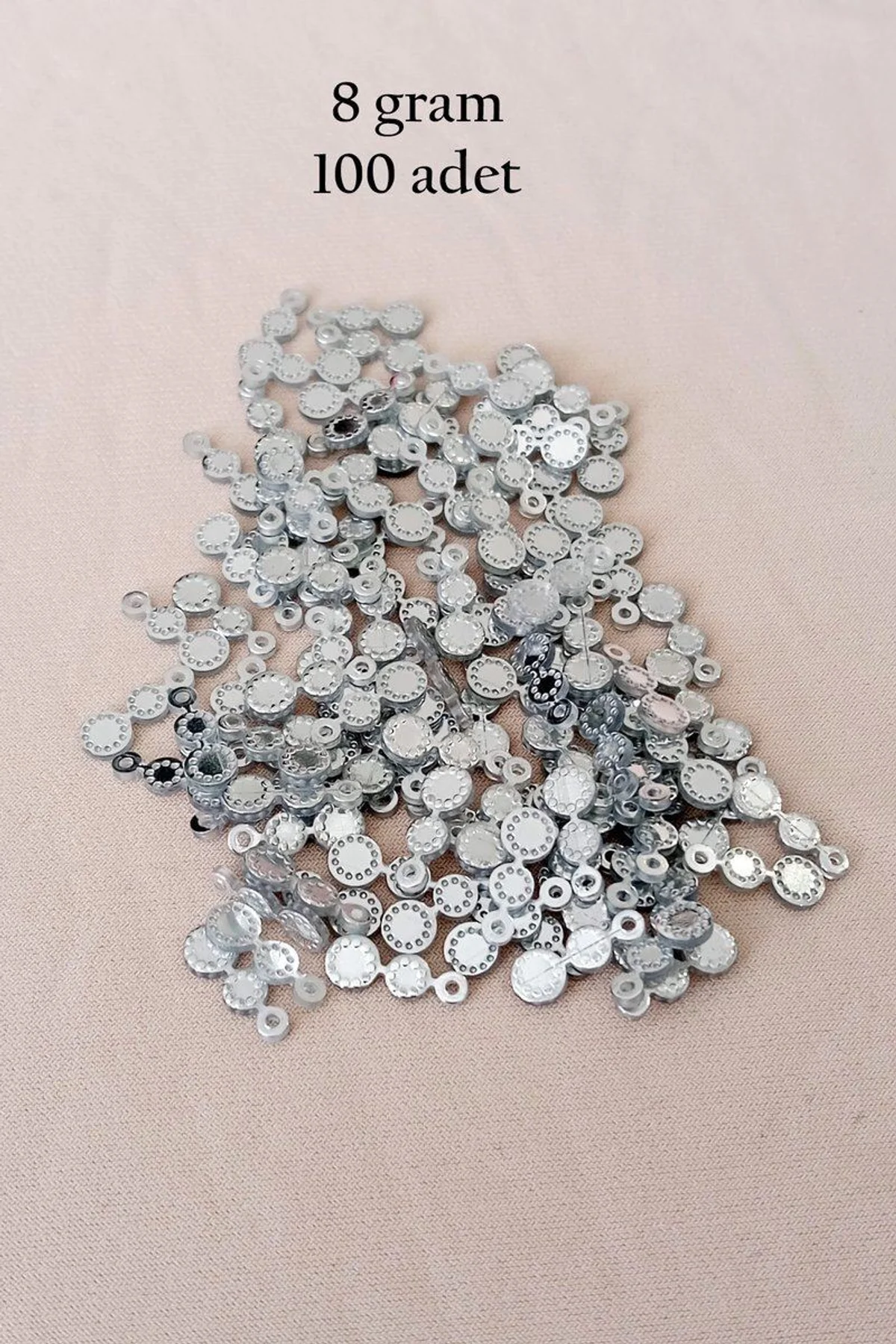 Oya Abiye Bileklik Kolye Pleksi Metalik Plastik Pul Gümüş Renk 8 gram 100 adet - BNC500 - Just Cheap Store Görsel 5