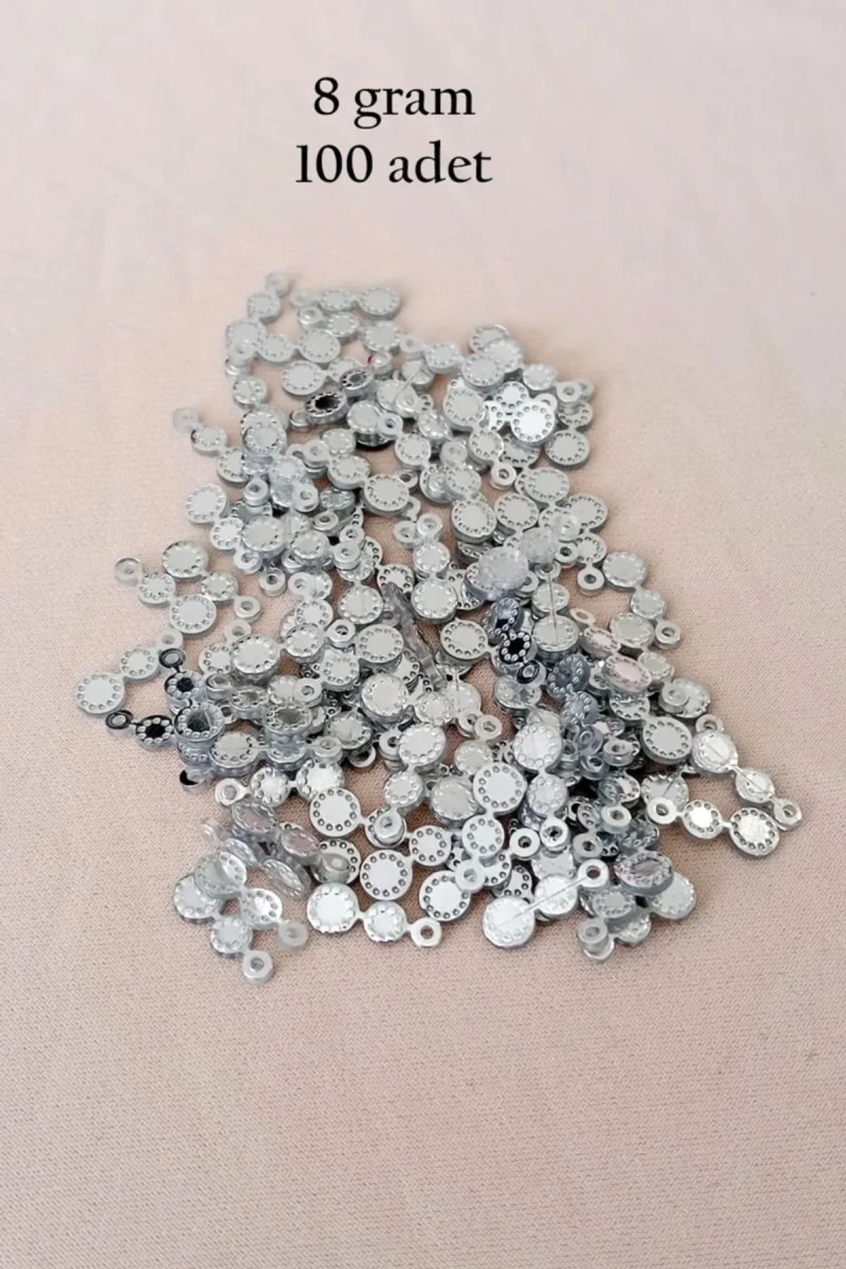 Oya Abiye Bileklik Kolye Pleksi Metalik Plastik Pul Gümüş Renk 8 gram 100 adet - BNC500 - Just Cheap Store Görsel 3