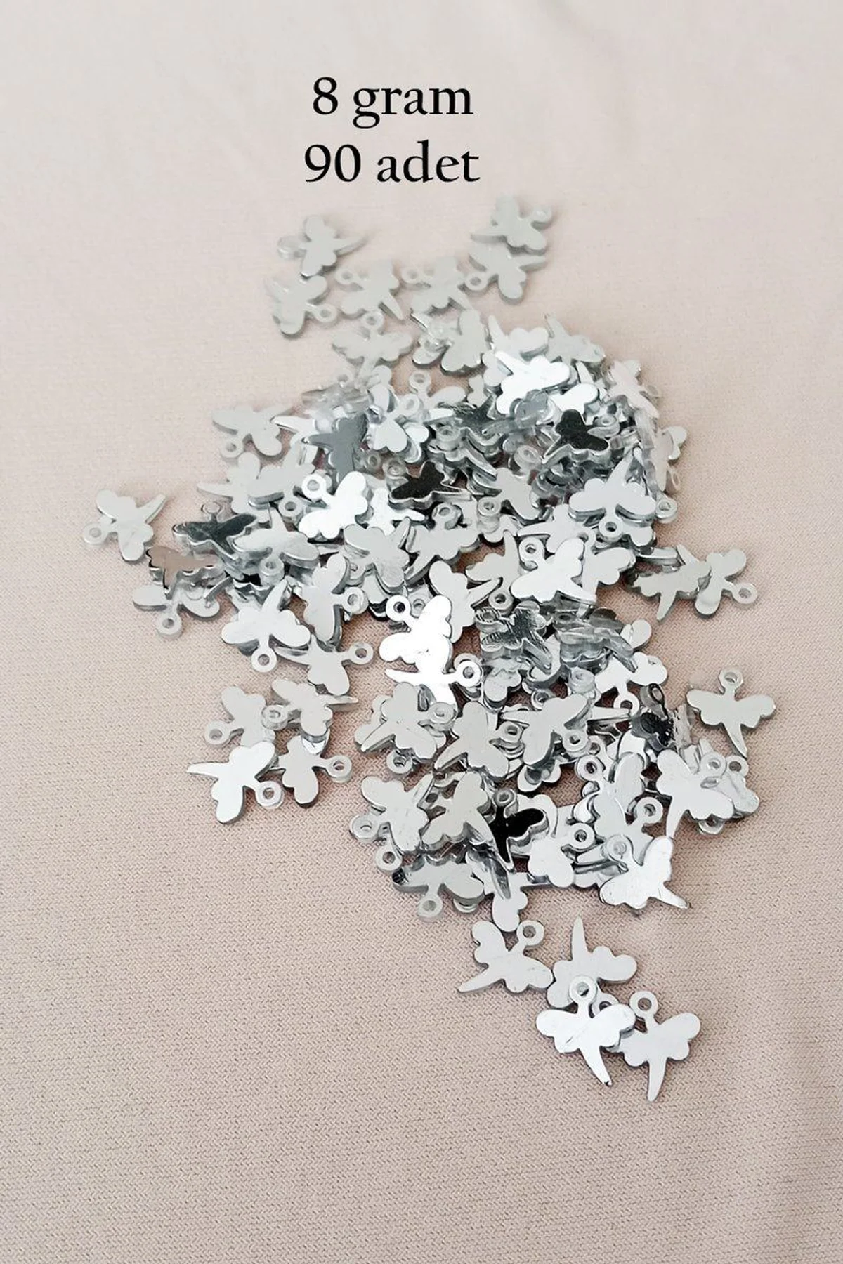 Oya Abiye Bileklik Kolye Pleksi Metalik Plastik Pul Gümüş Renk 8 gram 90 adet - BNC503 - Just Cheap Store Görsel 5