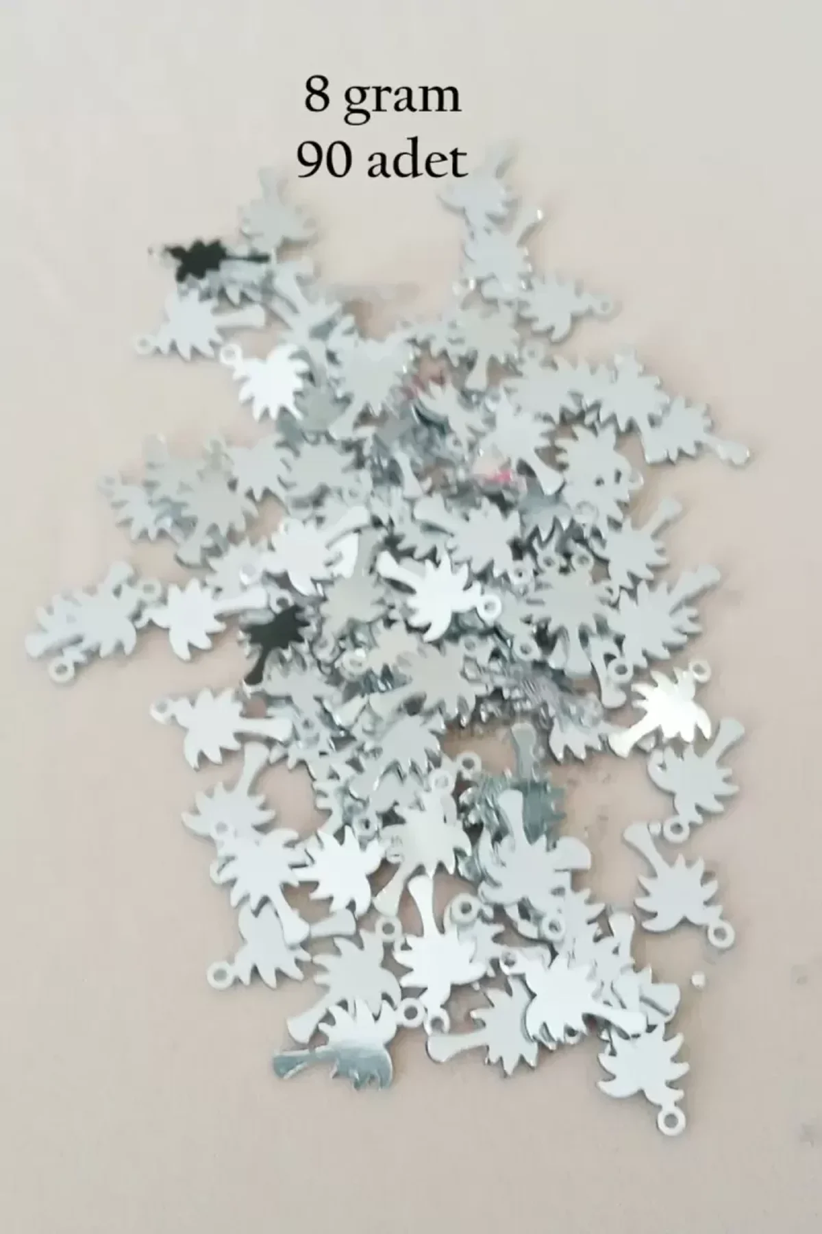 Oya Abiye Bileklik Kolye Pleksi Metalik Plastik Pul Gümüş Renk 8 gram 90 adet - BNC506