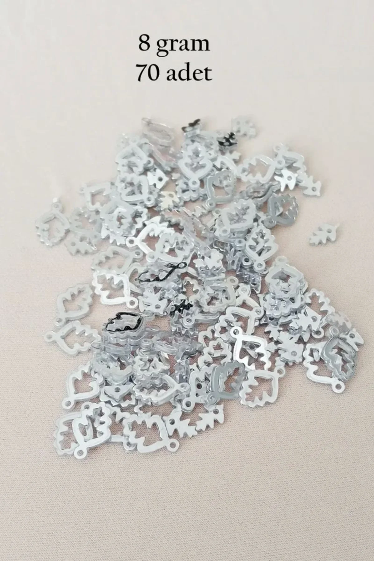 Oya Abiye Bileklik Kolye Pleksi Metalik Plastik Pul Gümüş Renk 8 gram 70 adet - BNC513 - Just Cheap Store Görsel 3