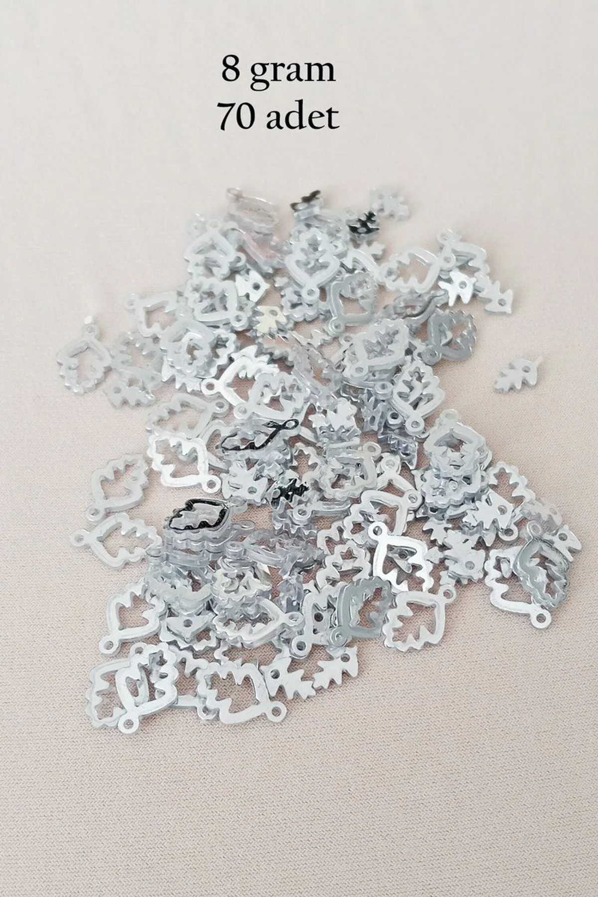 Oya Abiye Bileklik Kolye Pleksi Metalik Plastik Pul Gümüş Renk 8 gram 70 adet - BNC513 - Just Cheap Store Görsel 5
