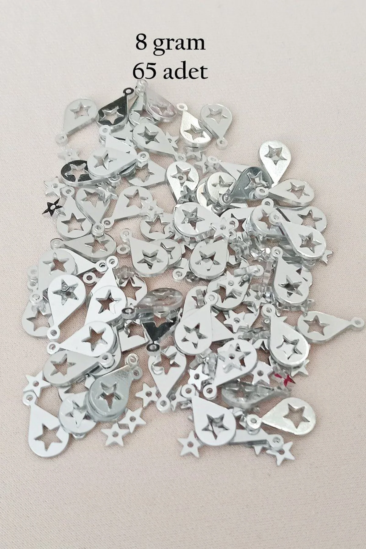 Oya Abiye Bileklik Kolye Pleksi Metalik Plastik Pul Gümüş Renk 8 gram 65 adet - BNC521 - Just Cheap Store Görsel 5