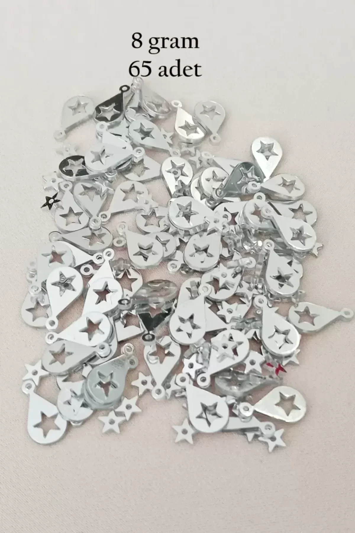 Oya Abiye Bileklik Kolye Pleksi Metalik Plastik Pul Gümüş Renk 8 gram 65 adet - BNC521