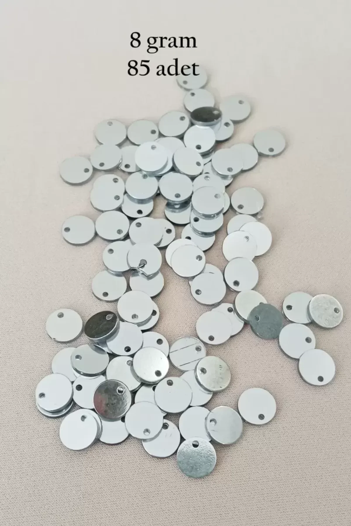 Oya Abiye Bileklik Kolye Pleksi Metalik Plastik Pul Gümüş Renk 8 gram 85 adet - BNC523