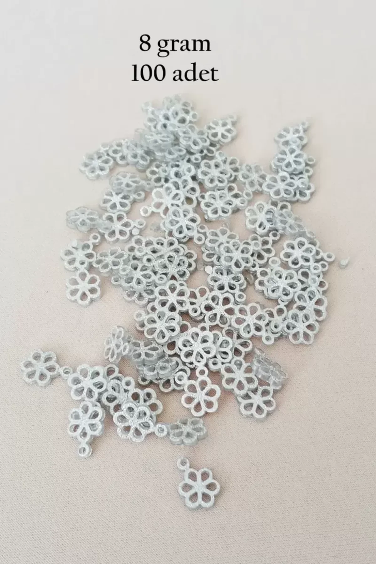 Oya Abiye Bileklik Kolye Pleksi Metalik Plastik Pul Gümüş Renk 8 gram 100 adet - BNC528