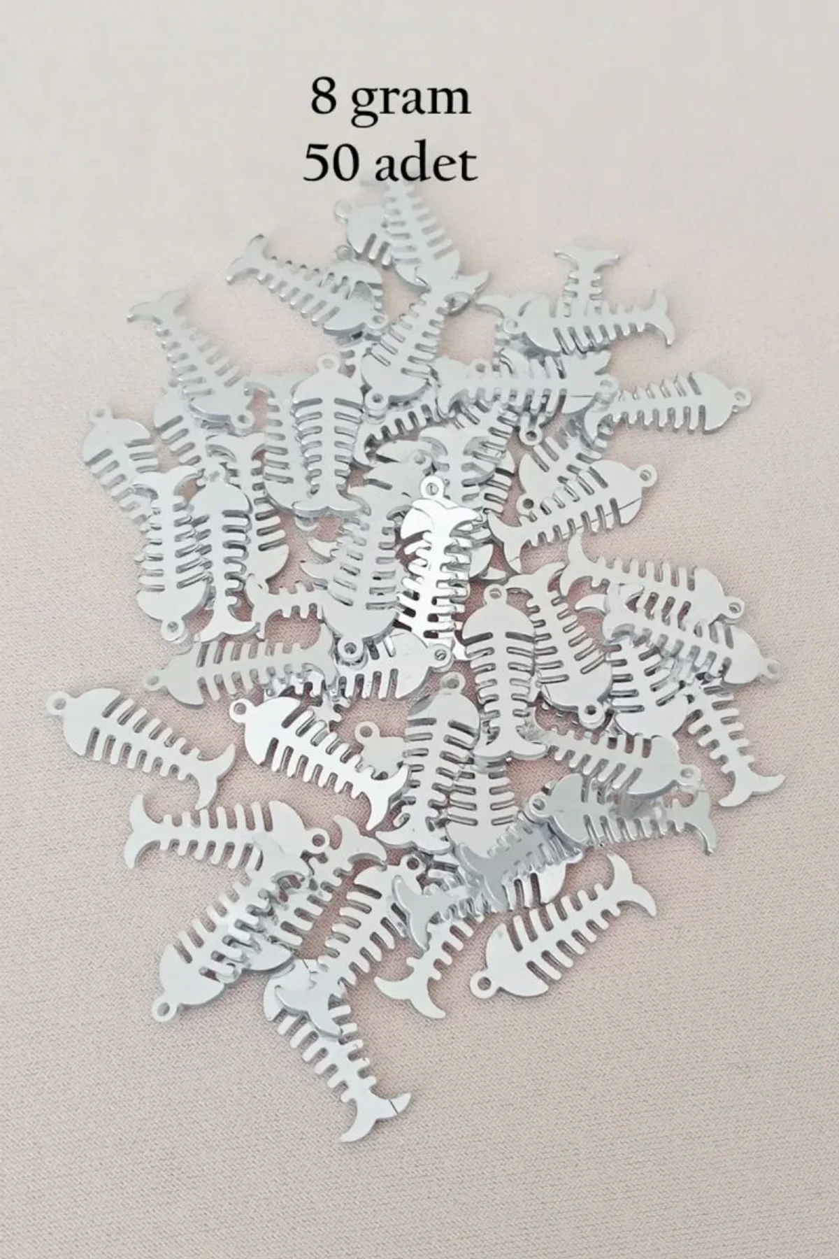 Oya Abiye Bileklik Kolye Pleksi Metalik Plastik Pul Gümüş Renk 8 gram 50 adet - BNC529 - Just Cheap Store Görsel 3