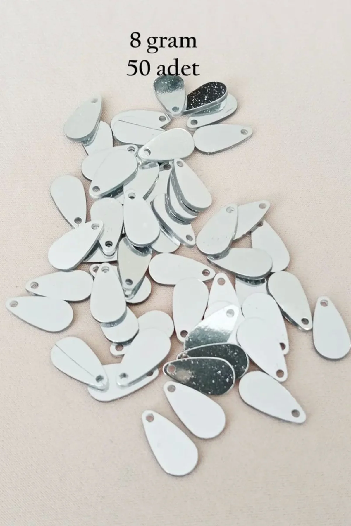 Oya Abiye Bileklik Kolye Pleksi Metalik Plastik Pul Gümüş Renk 8 gram 50 adet - BNC531 - Just Cheap Store Görsel 3