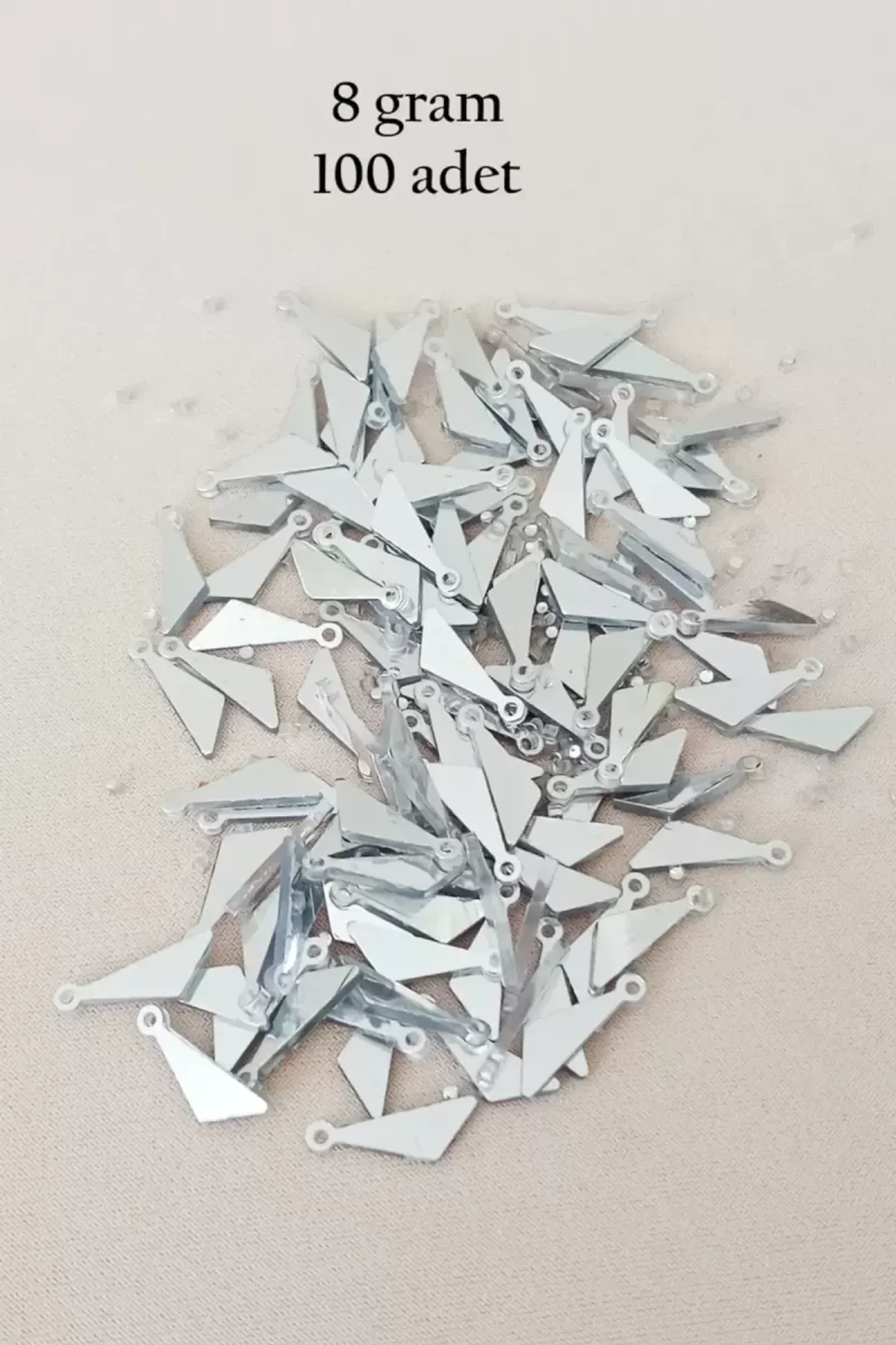 Oya Abiye Bileklik Kolye Pleksi Metalik Plastik Pul Gümüş Renk 8 gram 100 adet - BNC533