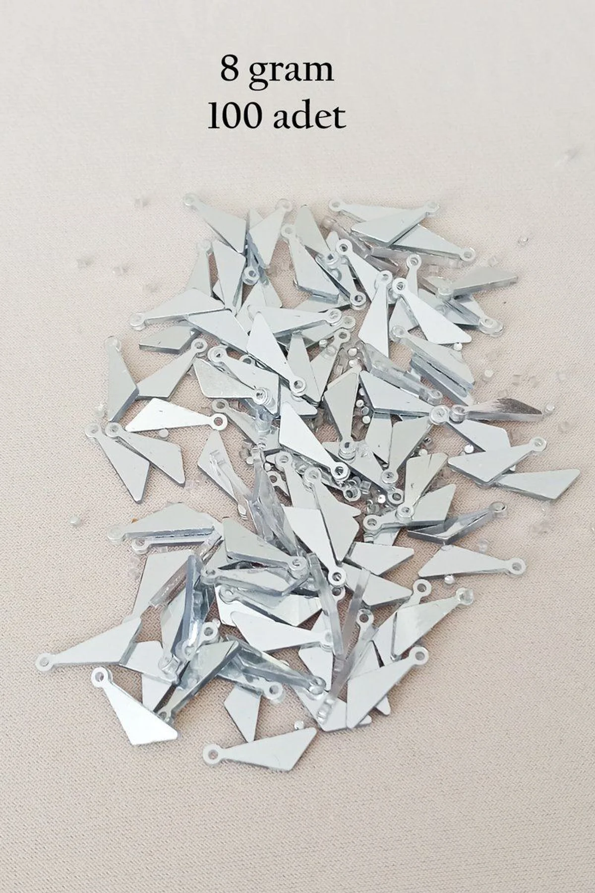 Oya Abiye Bileklik Kolye Pleksi Metalik Plastik Pul Gümüş Renk 8 gram 100 adet - BNC533 - Just Cheap Store Görsel 5