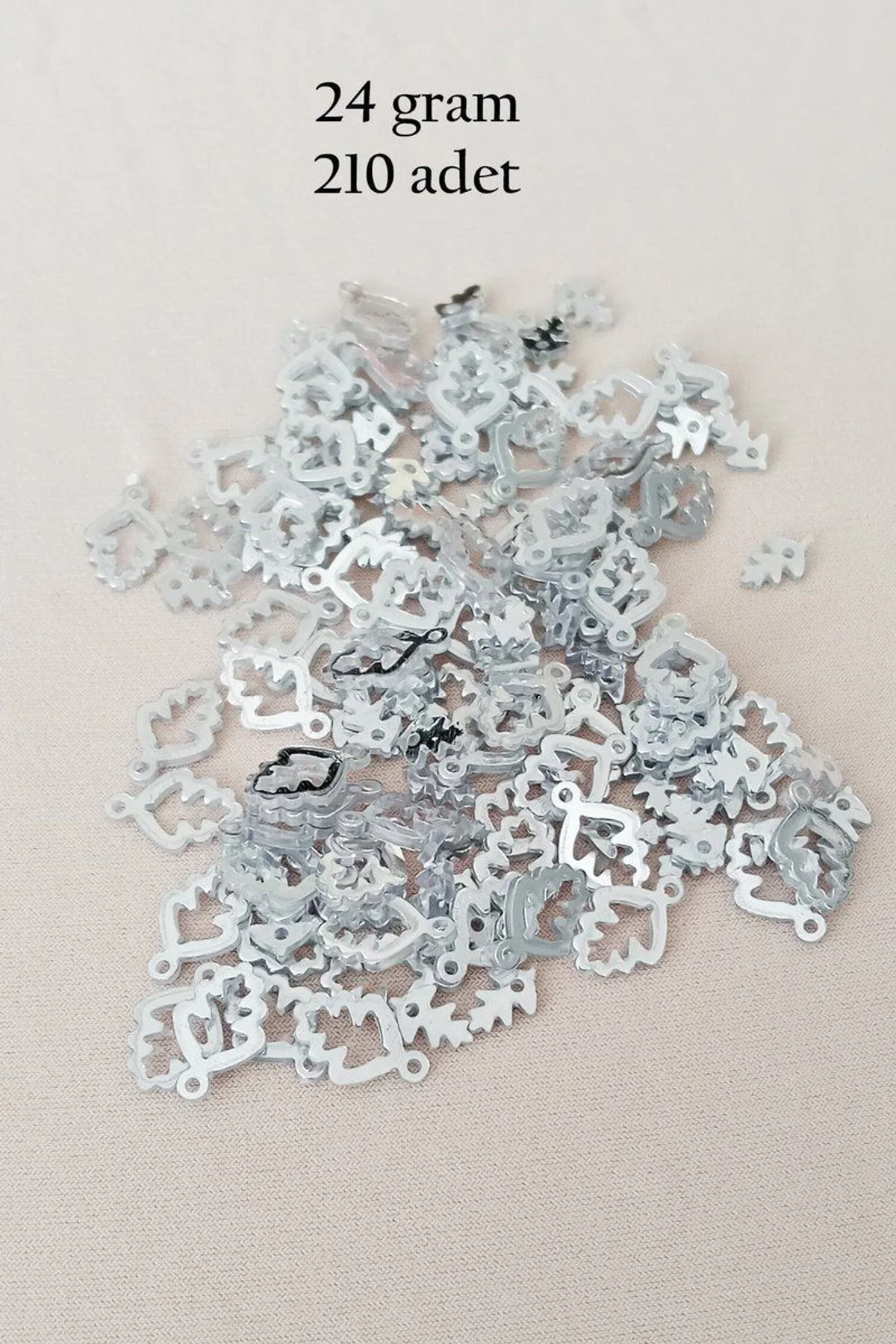 Oya Abiye Bileklik Kolye Pleksi Metalik Plastik Pul Gümüş Renk 24 gram 210 adet - BNC573 - Just Cheap Store Görsel 5