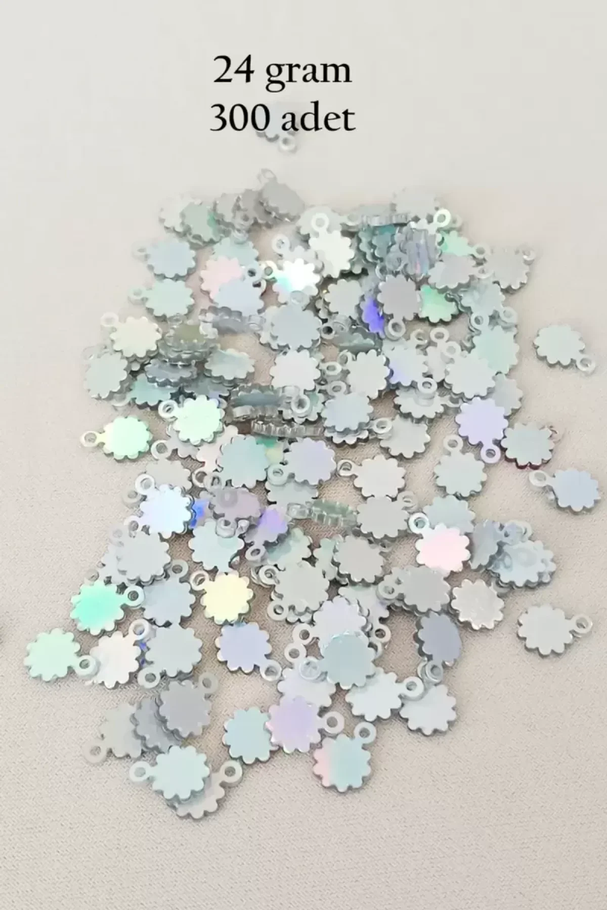 Oya Abiye Bileklik Kolye Pleksi Metalik Plastik Pul Gümüş Renk 24 gram 300 adet - BNC578