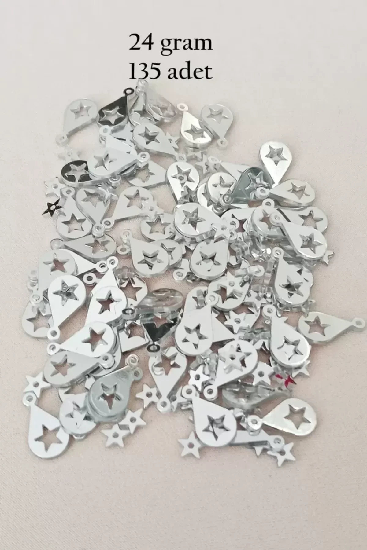 Oya Abiye Bileklik Kolye Pleksi Metalik Plastik Pul Gümüş Renk 24 gram 195 adet - BNC581