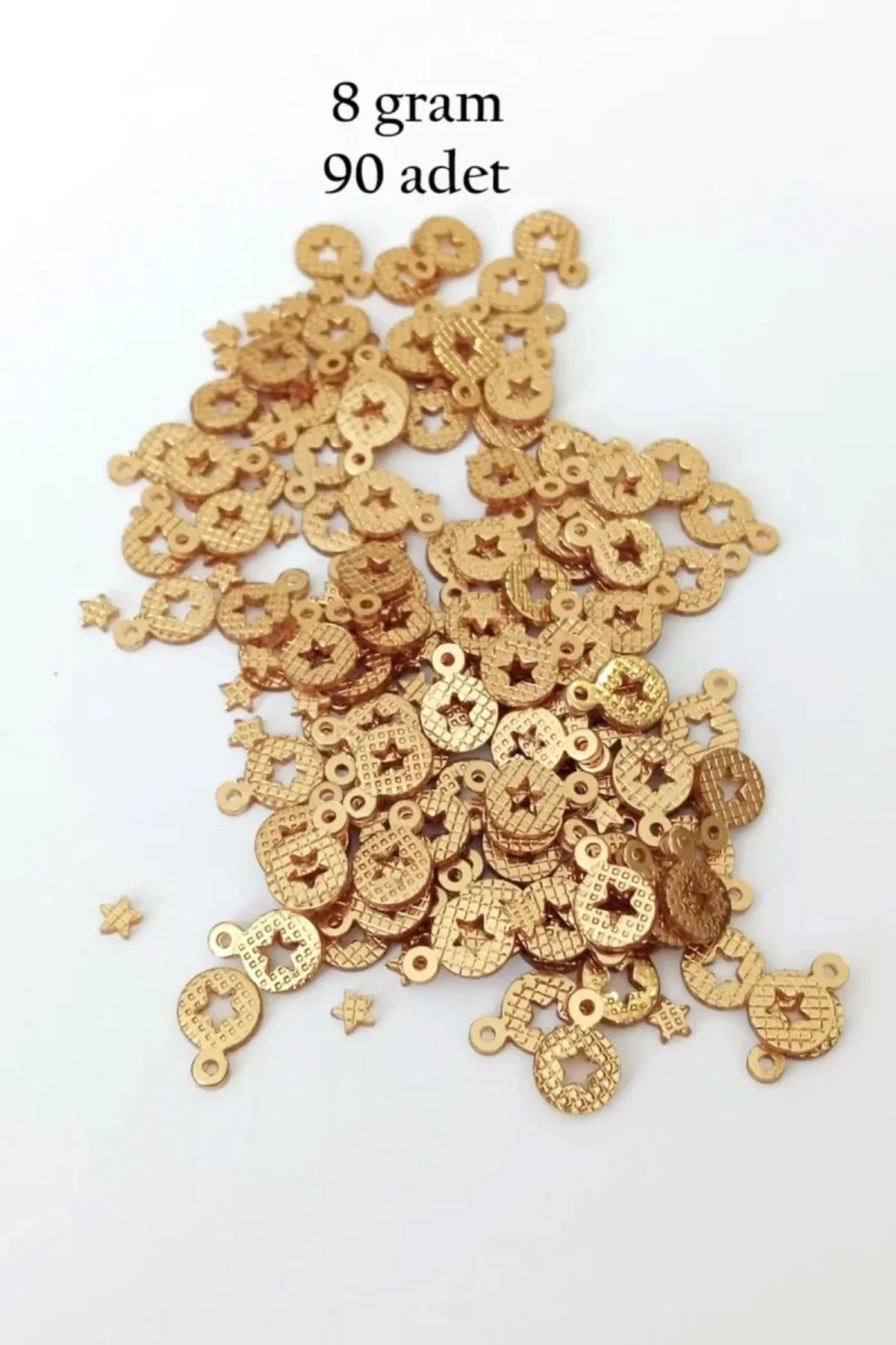 Oya Abiye Bileklik Kolye Pleksi Metalik Plastik Pul Altın Renk 8 gram 90 adet - BNC477 - Just Cheap Store Görsel 3