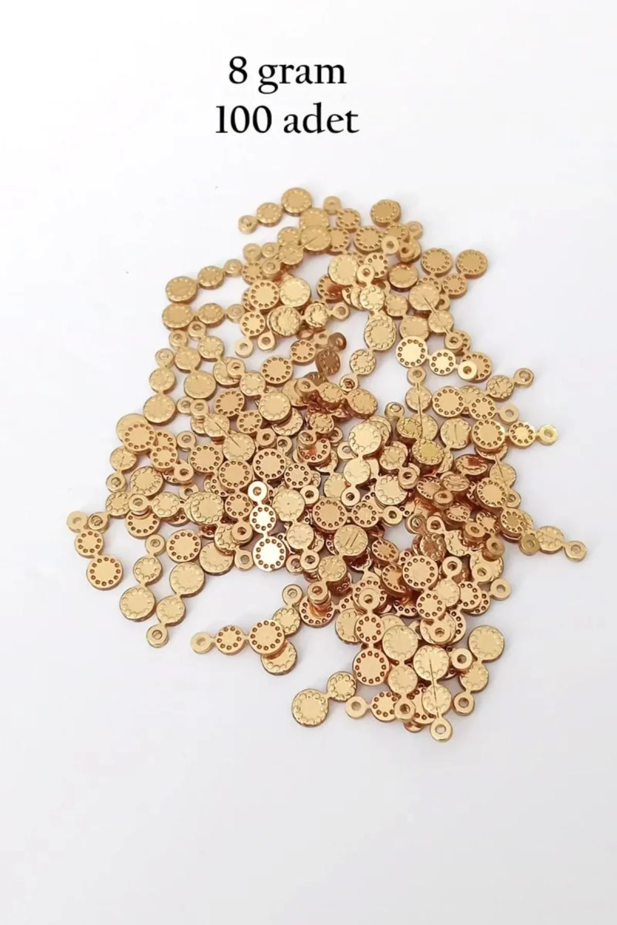 Oya Abiye Bileklik Kolye Pleksi Metalik Plastik Pul Altın Renk 8 gram 100 adet - BNC498 - Just Cheap Store Görsel 3