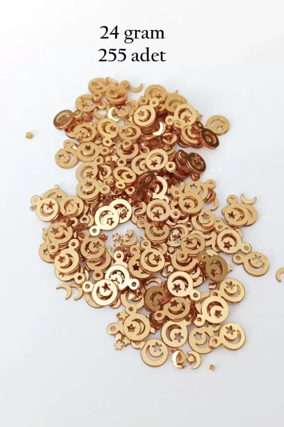 Oya Abiye Bileklik Kolye Pleksi Metalik Plastik Pul Altın Renk 24 gram 255 adet - BNC543