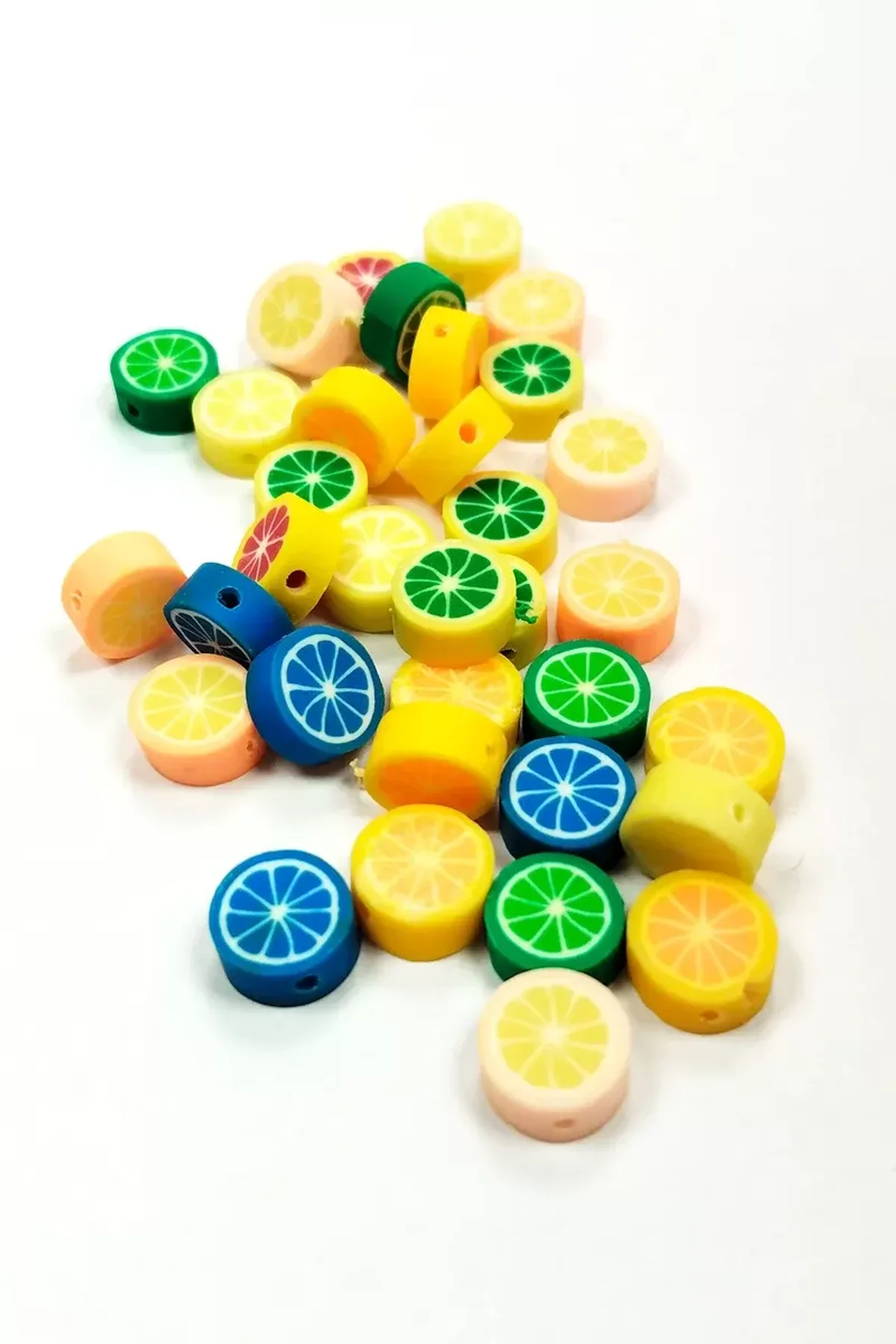 90 Adet 10 mm Polimer Kil Fimo Boncuk Takı Bileklik + 5 Metre Lastikli Misina Hediye - Renkli Limon - Just Cheap Store Görsel 2