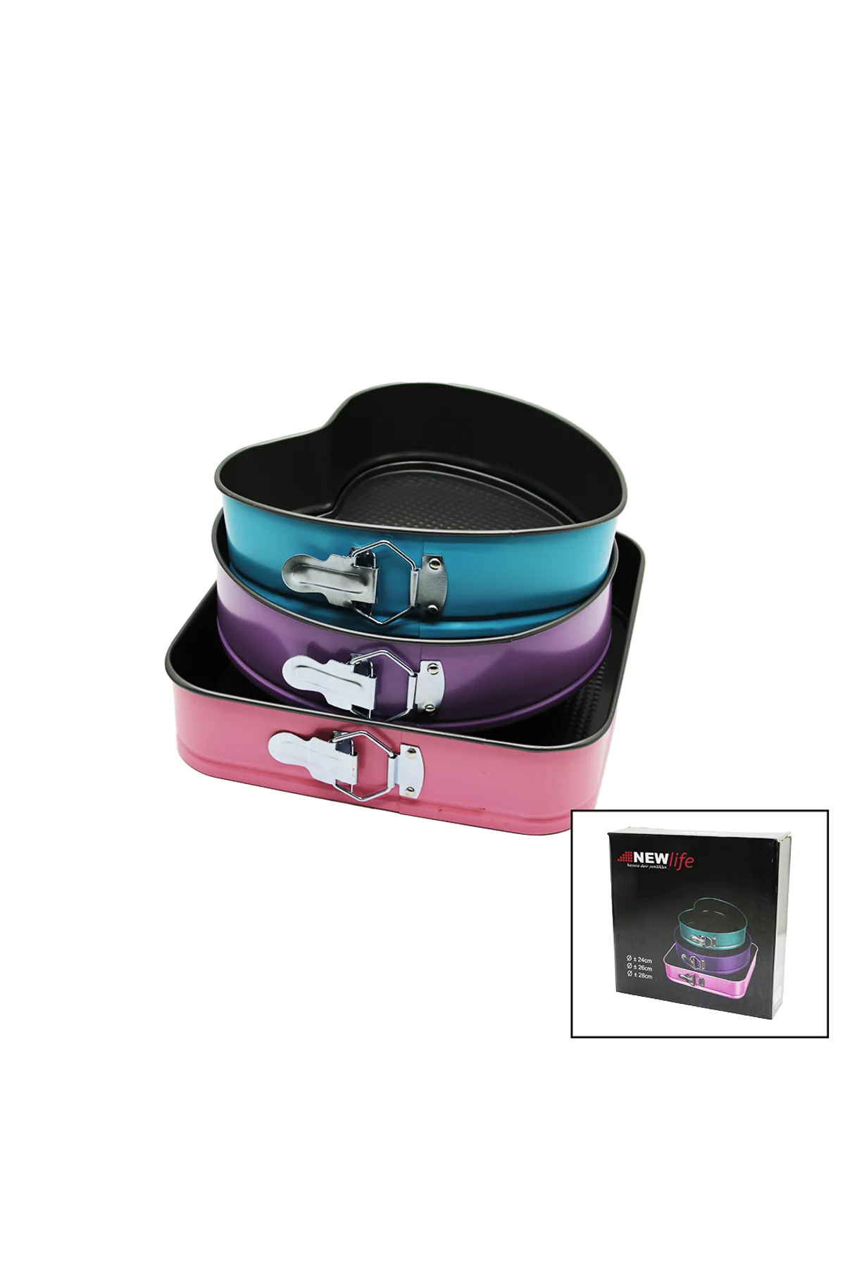 3 PARÇA SET METAL KEK KALIP KELEPÇELİ KALP - KARE - YUVARLAK