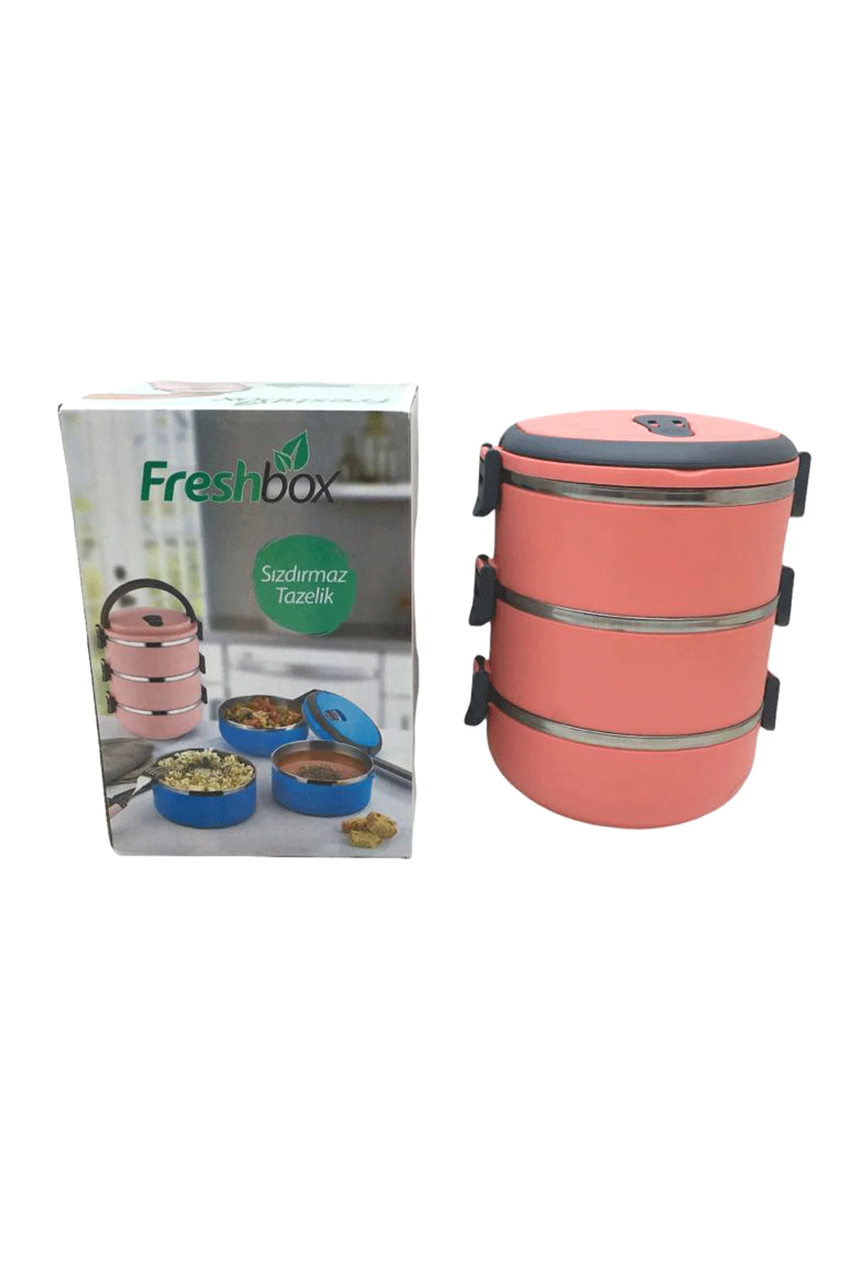 KOYU PEMBE 3LÜ SEFER TASI SAKLAMA KABI 1.8LT (4741)