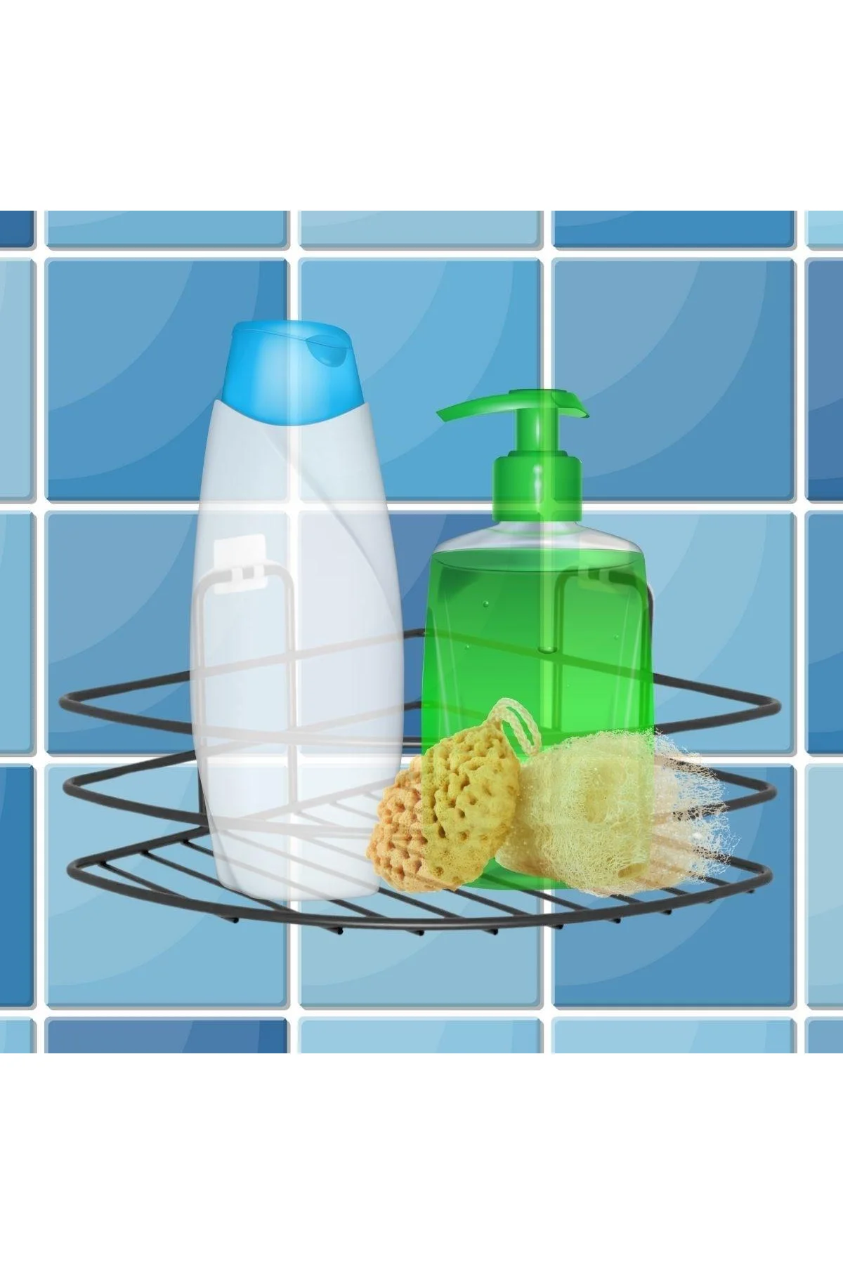 Kendiliğinden Yapışkanlı Montaj Gerektirmeyen Tek Katlı Banyo Askı Köşe Şampuanlık Siyah - Just Cheap Store Görsel 4