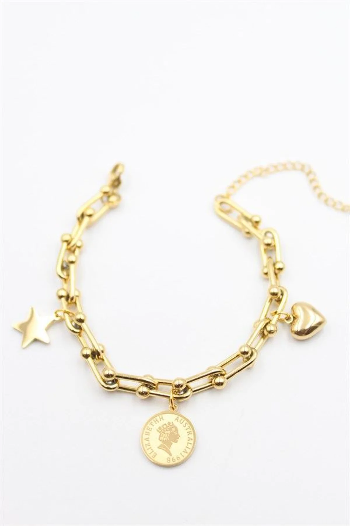 Charm Tfn Zincir Bileklik - Altın - Just Cheap Store Görsel 5