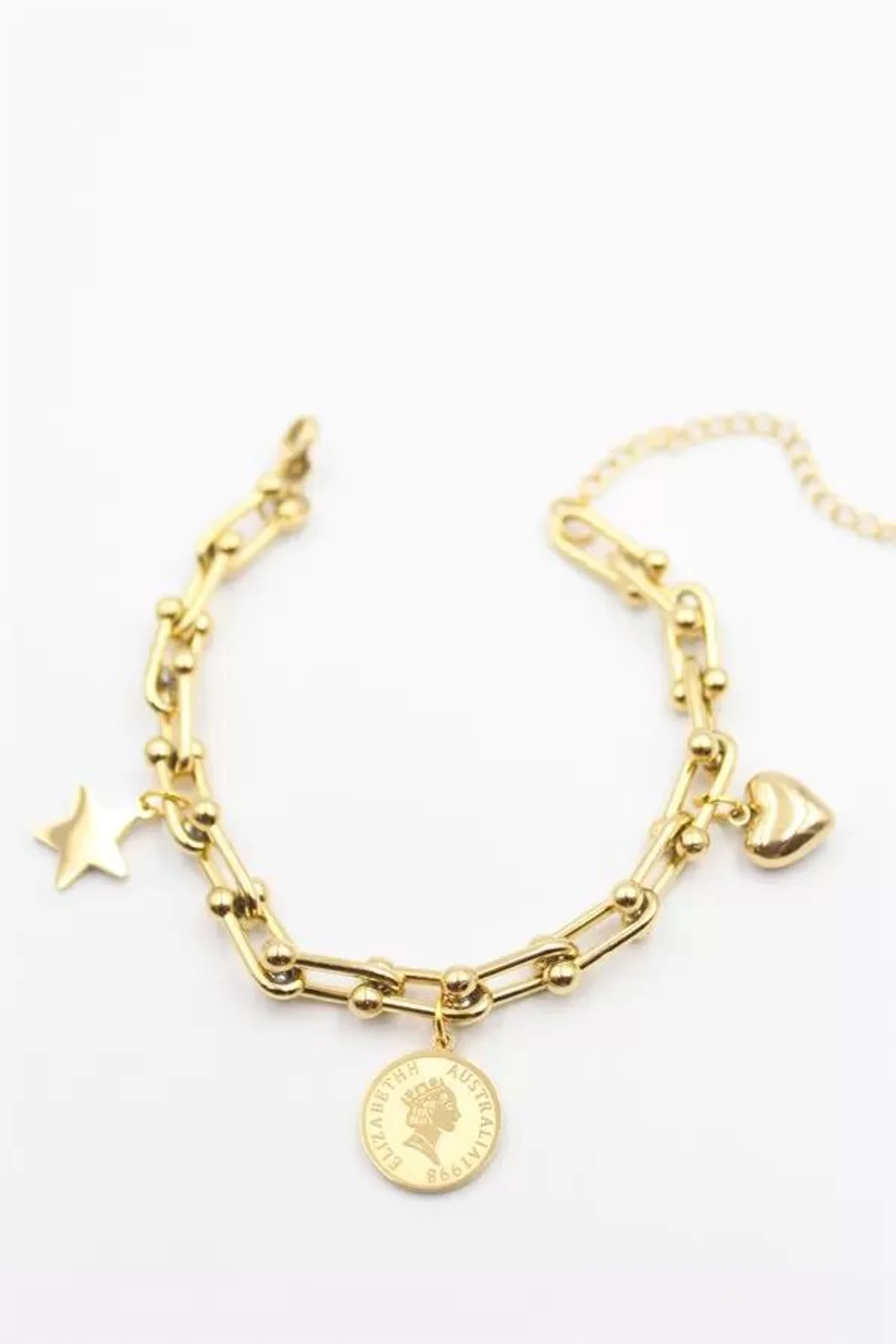 Charm Tfn Zincir Bileklik - Altın - Just Cheap Store Görsel 4