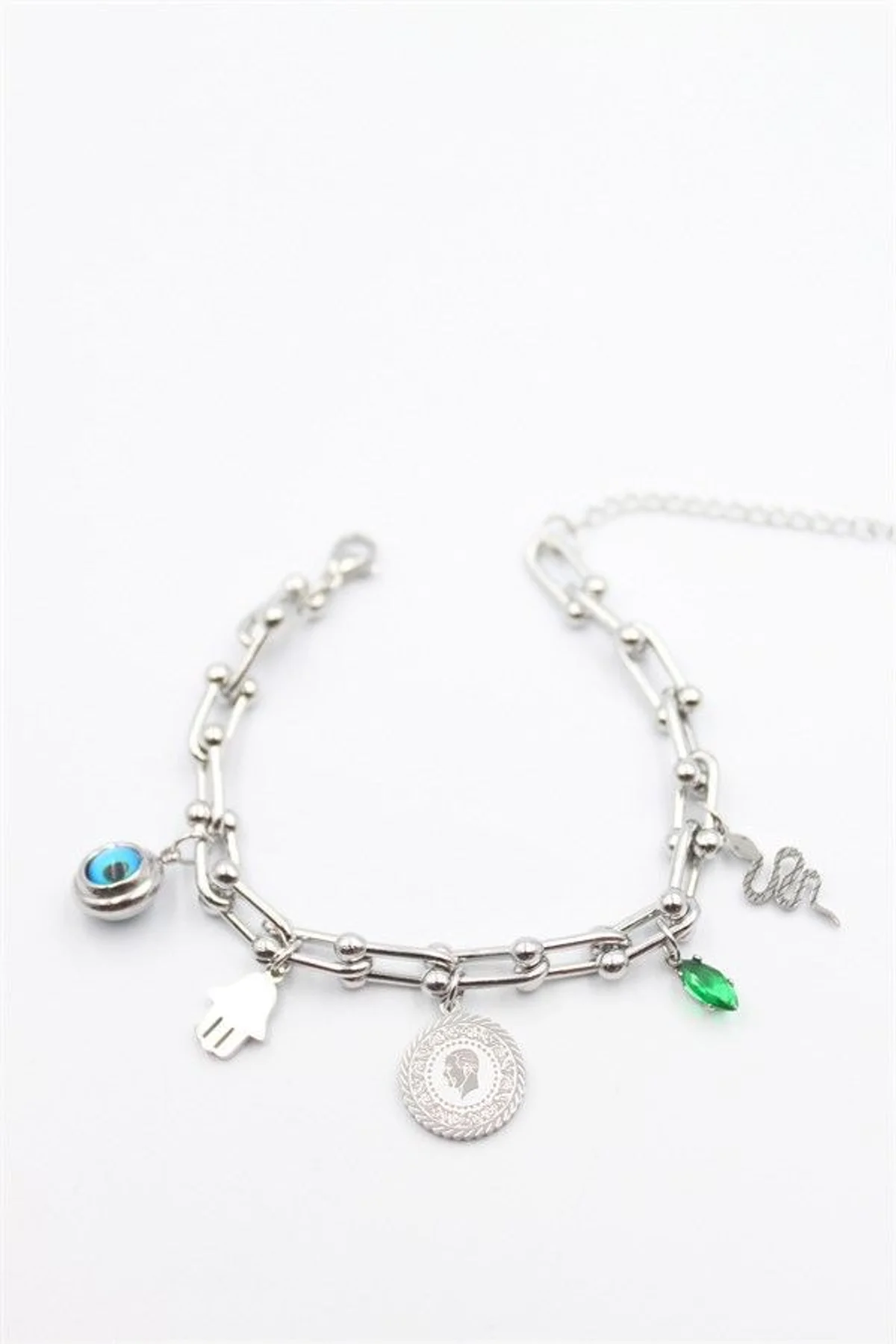 Charm Tfn Zincir Bileklik - Gümüş - Just Cheap Store Görsel 5