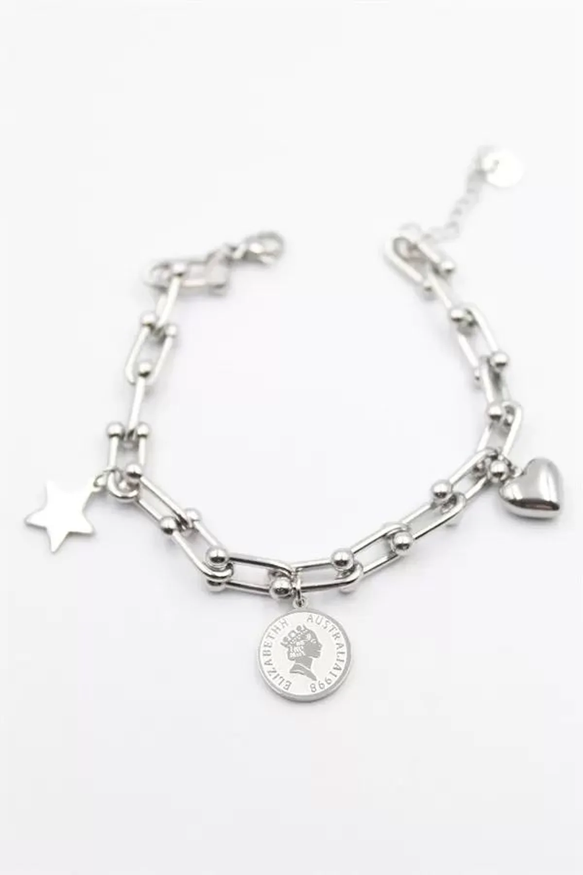 Charm Tfn Zincir Bileklik - Gümüş - Just Cheap Store Görsel 4