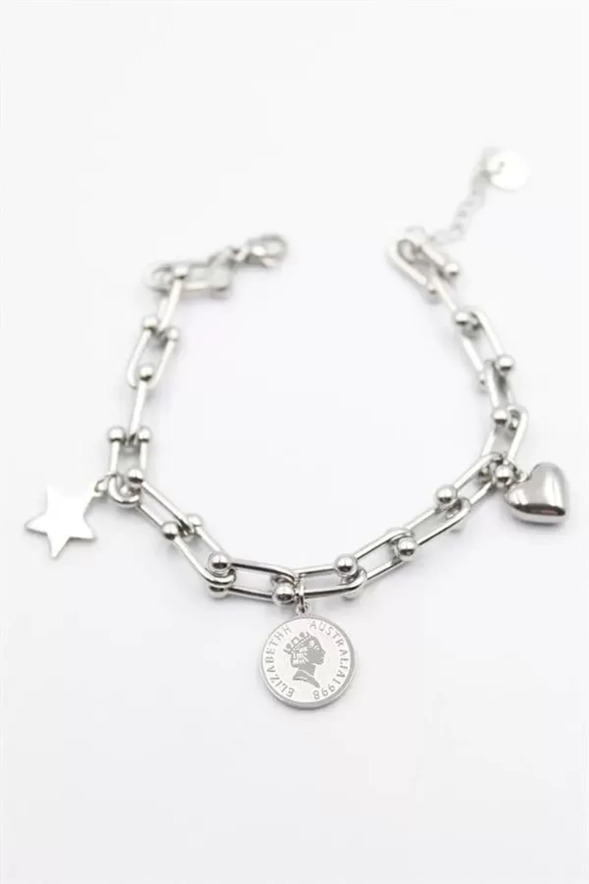 Charm Tfn Zincir Bileklik - Gümüş - Just Cheap Store Görsel 3
