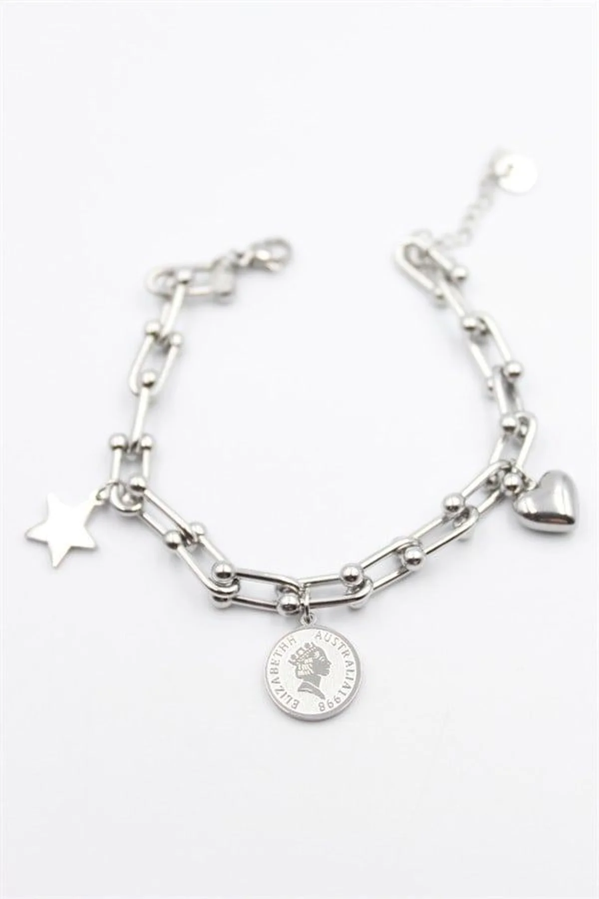 Charm Tfn Zincir Bileklik - Gümüş - Just Cheap Store Görsel 5