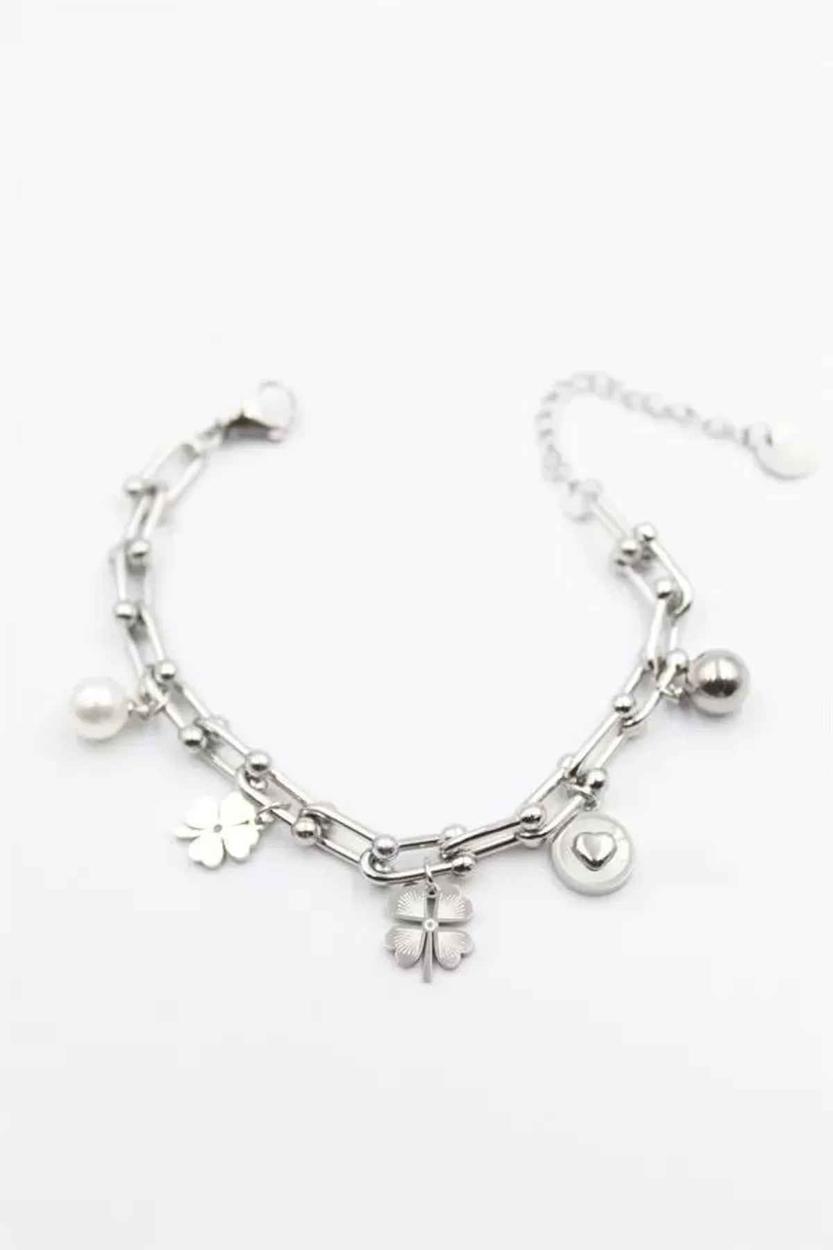Charm Tfn Zincir Bileklik - Gümüş - Just Cheap Store Görsel 3