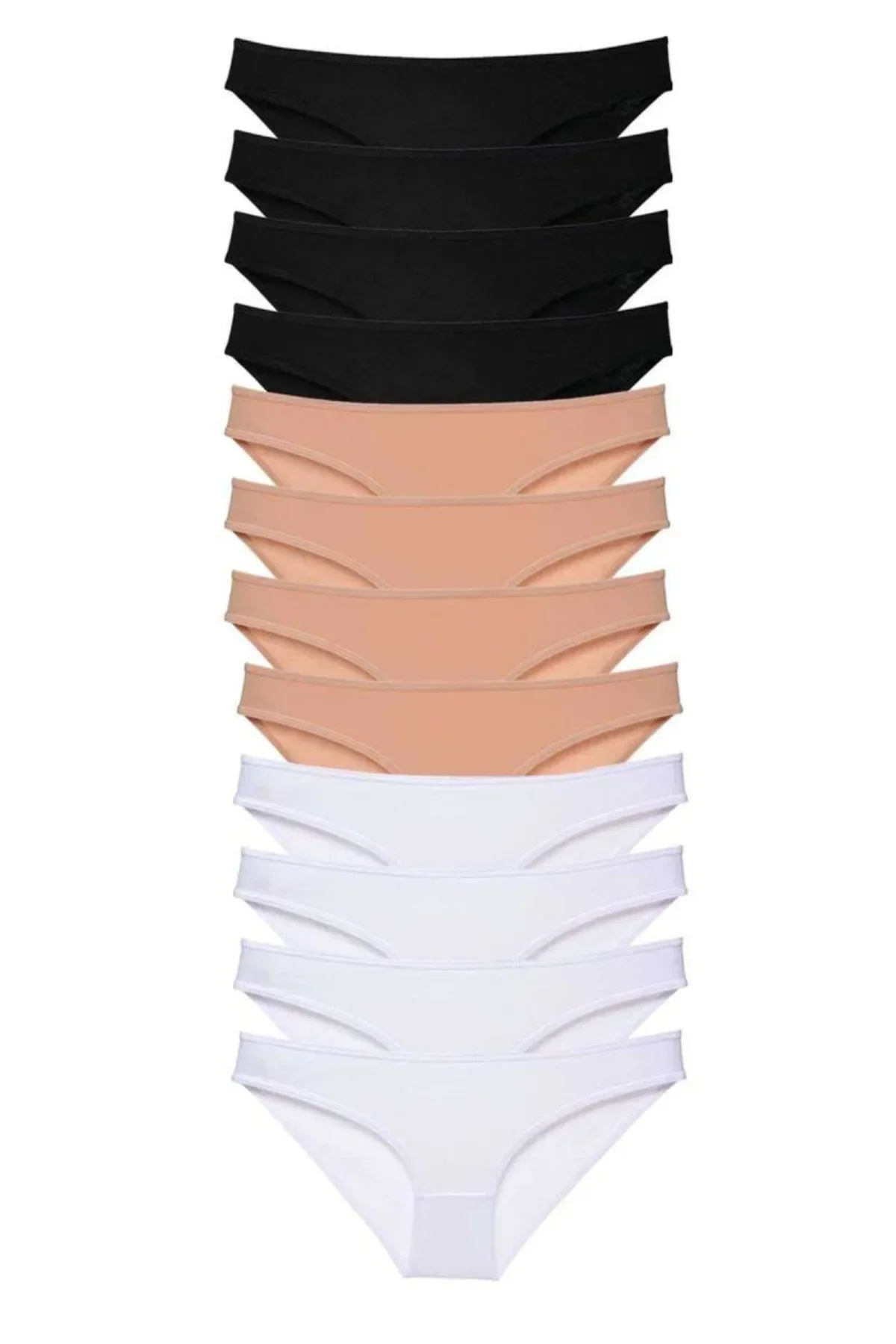 12 adet Süper Eko Set Likralı Kadın Slip Külot Siyah Ten Beyaz mudanis - Just Cheap Store Görsel 5