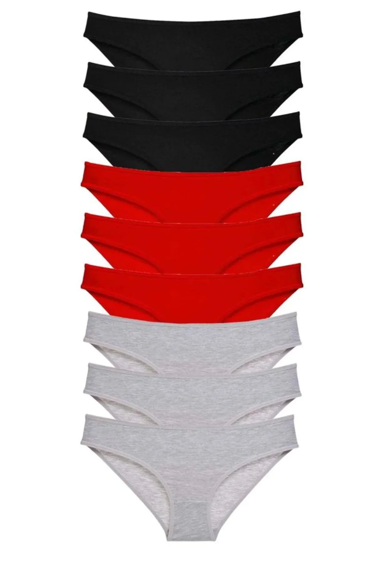 9 adet Süper Eko Set Likralı Kadın Slip Külot Siyah Kırmızı Gri mudanis - Just Cheap Store Görsel 5