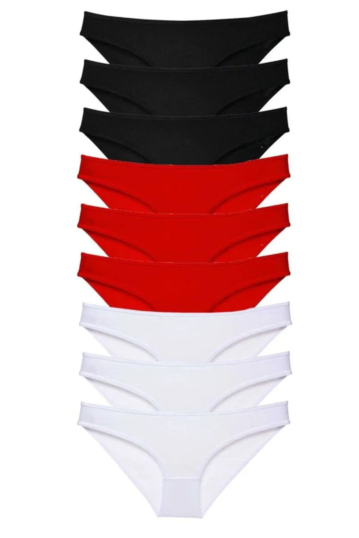 9 adet Süper Eko Set Likralı Kadın Slip Külot Siyah Kırmızı Beyaz mudanis - Just Cheap Store Görsel 5
