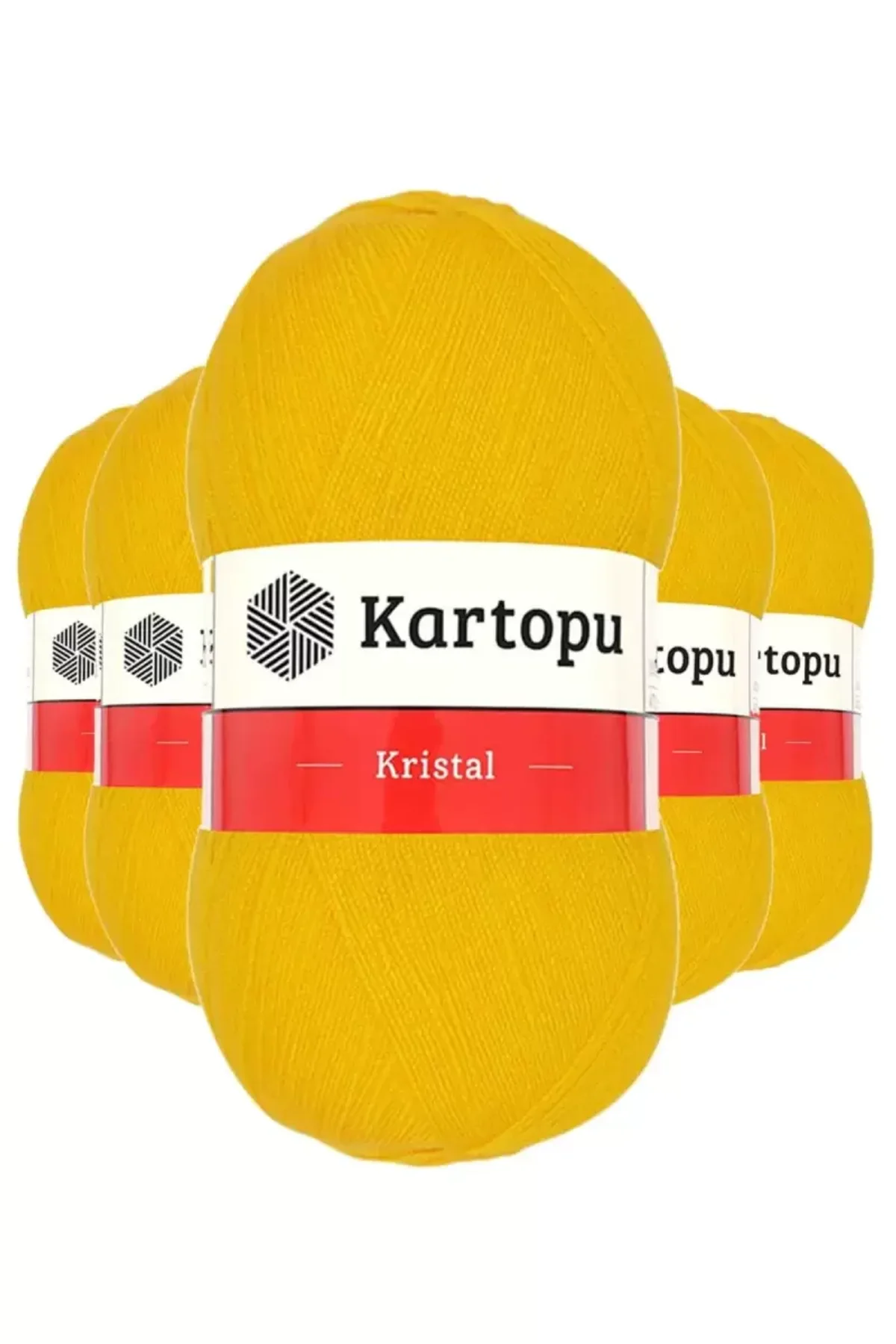 5 Adet Kristal Çift Katlı El Örgü Lif İpi Koyu Sarı K320 mudanis